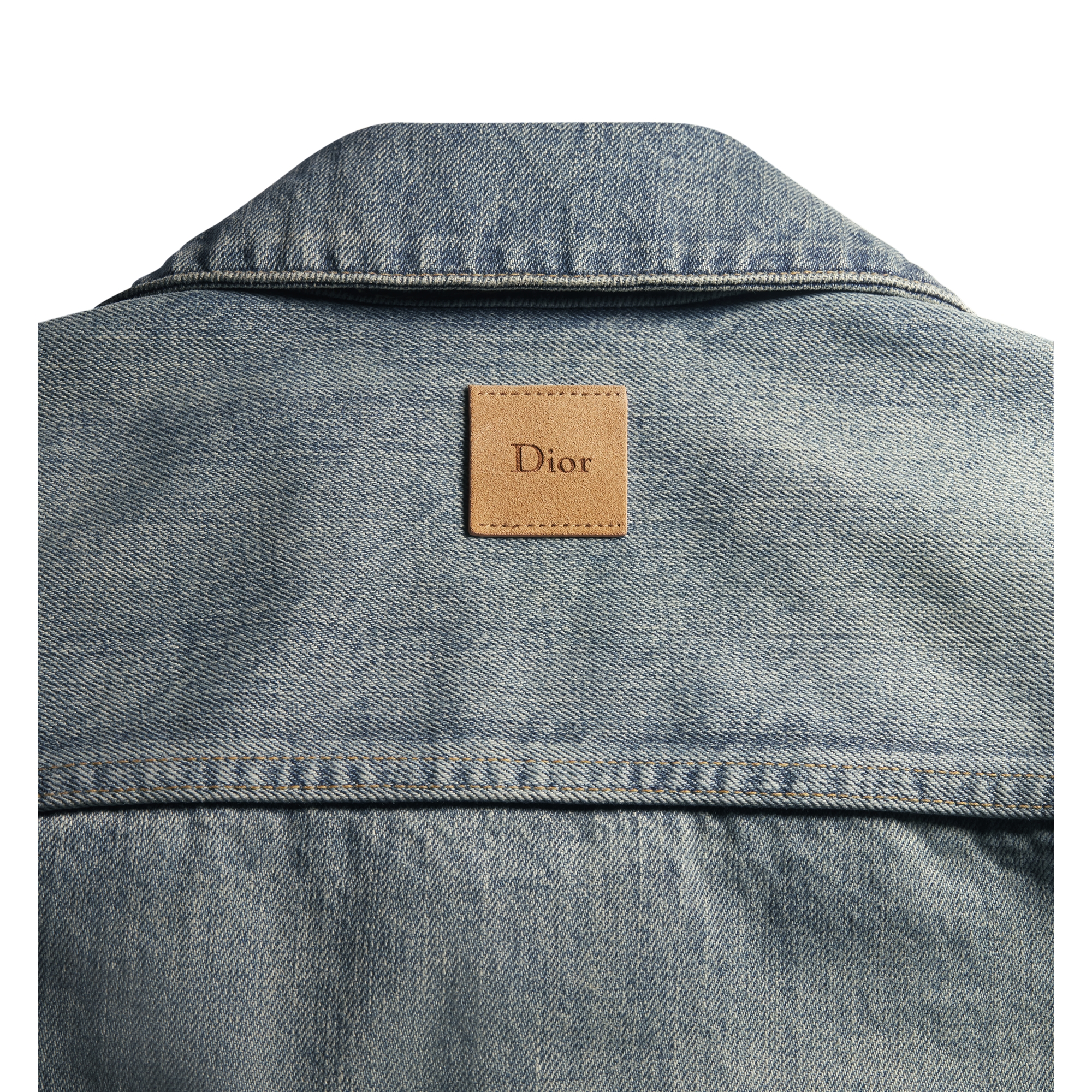 Overshirt with Patchwork Effect Blue Cotton Twill E10