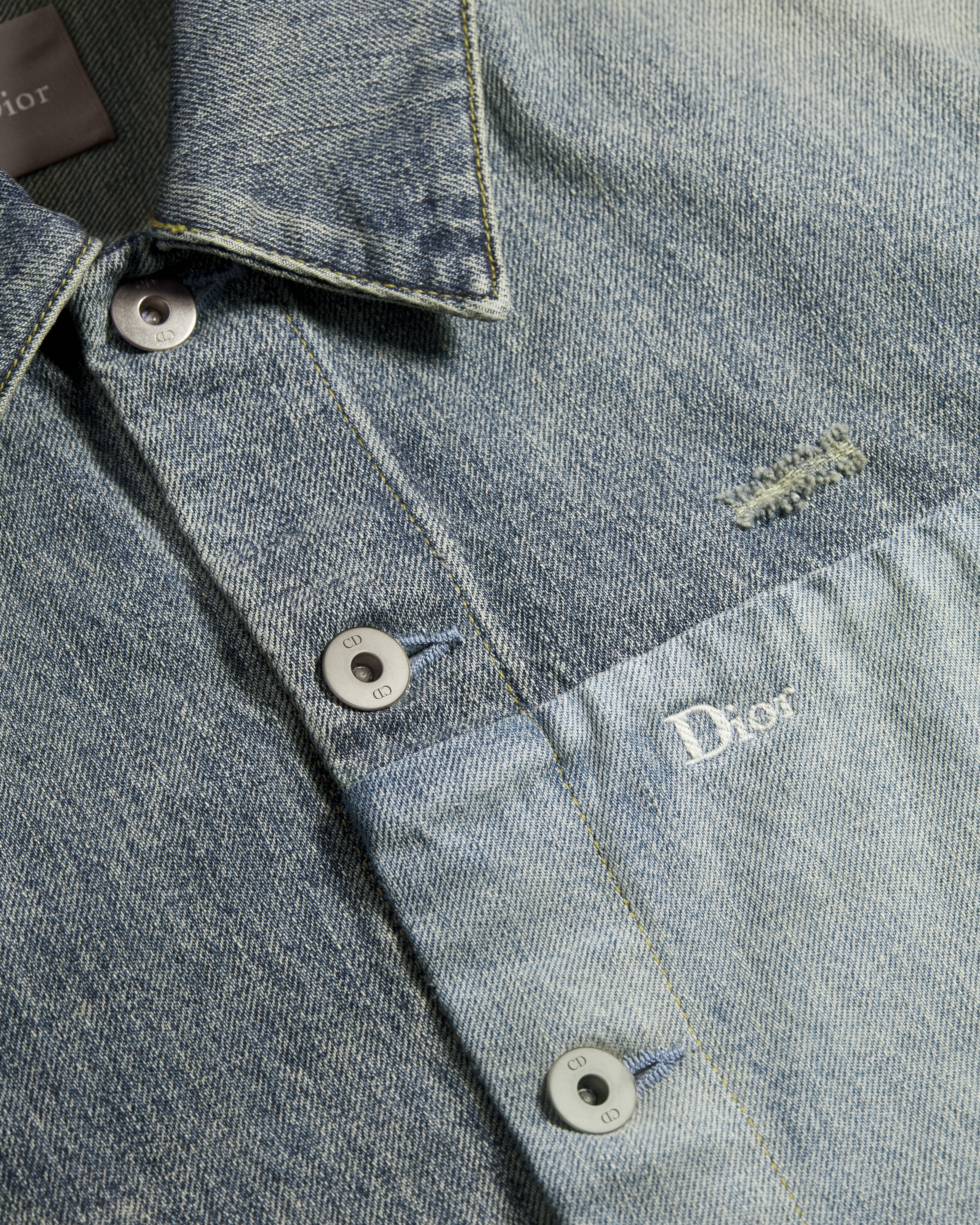 Hemdjacke mit Patchwork-Effekt Baumwolltwill in Blau E09