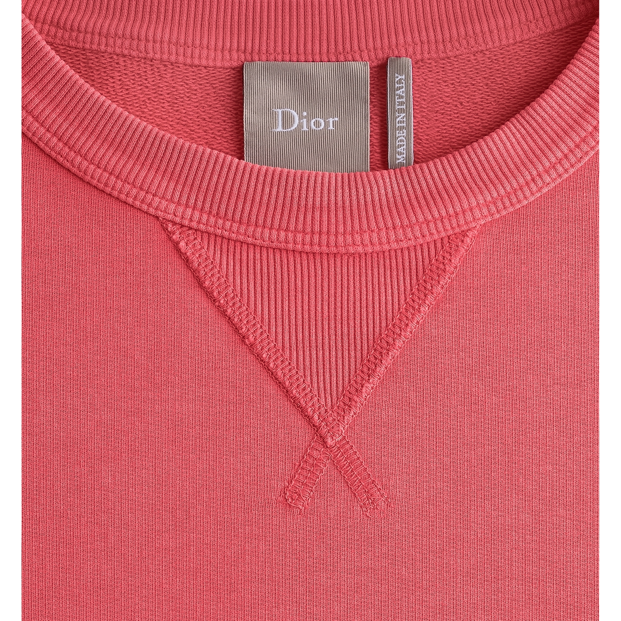 Sweatshirt with Dior Embroidery Red Cotton Fleece E10