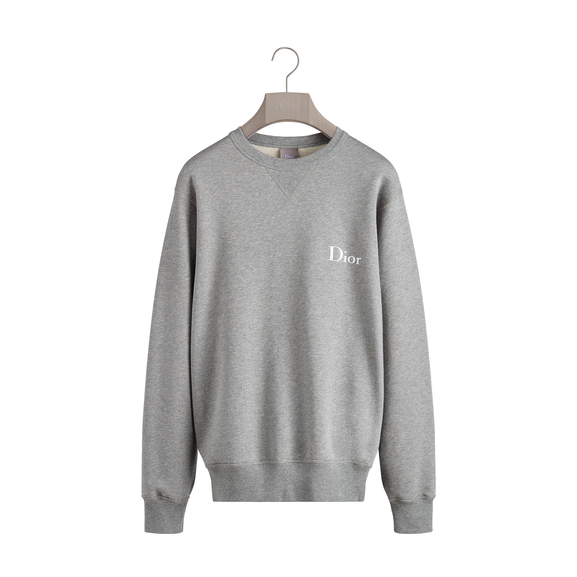 Sweatshirt with Dior Embroidery, Relaxed Fit Gray Cotton Fleece | DIOR