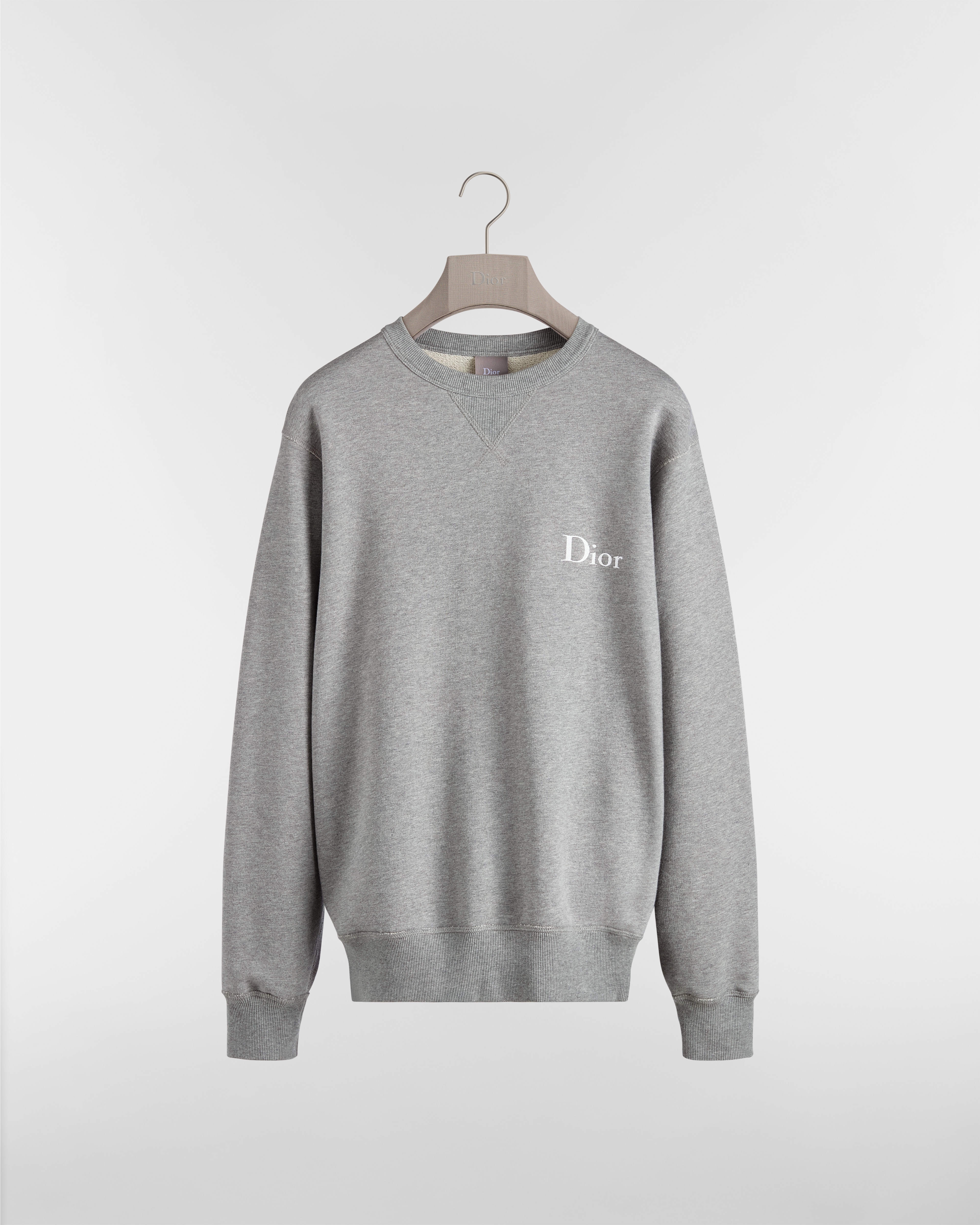 寬鬆剪裁 Dior 刺繡運動上衣 灰色棉質刷毛布 E01