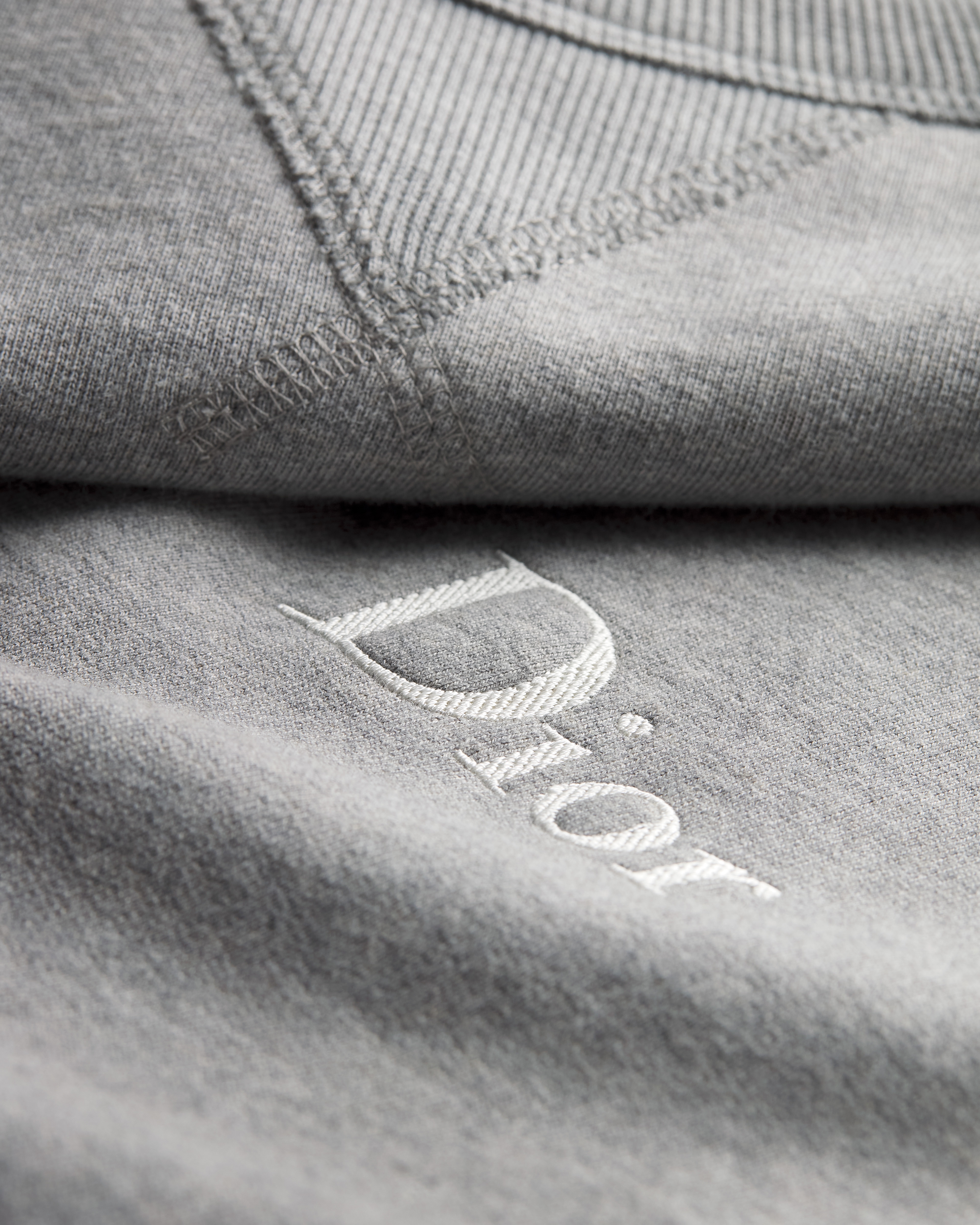 寬鬆剪裁 Dior 刺繡運動上衣 灰色棉質刷毛布 E09