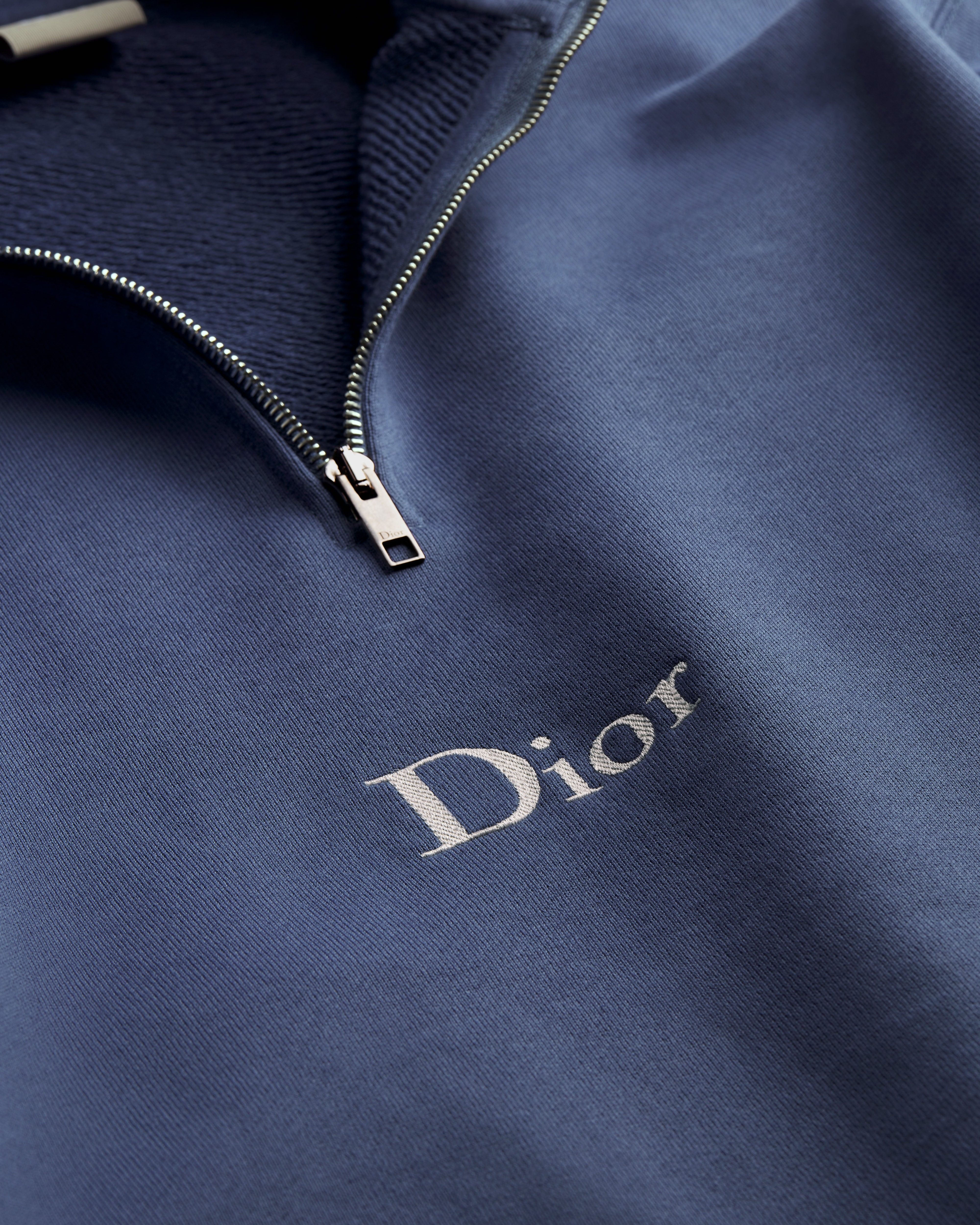 Trui met rits aan de halslijn Blauwe katoenfleece E09