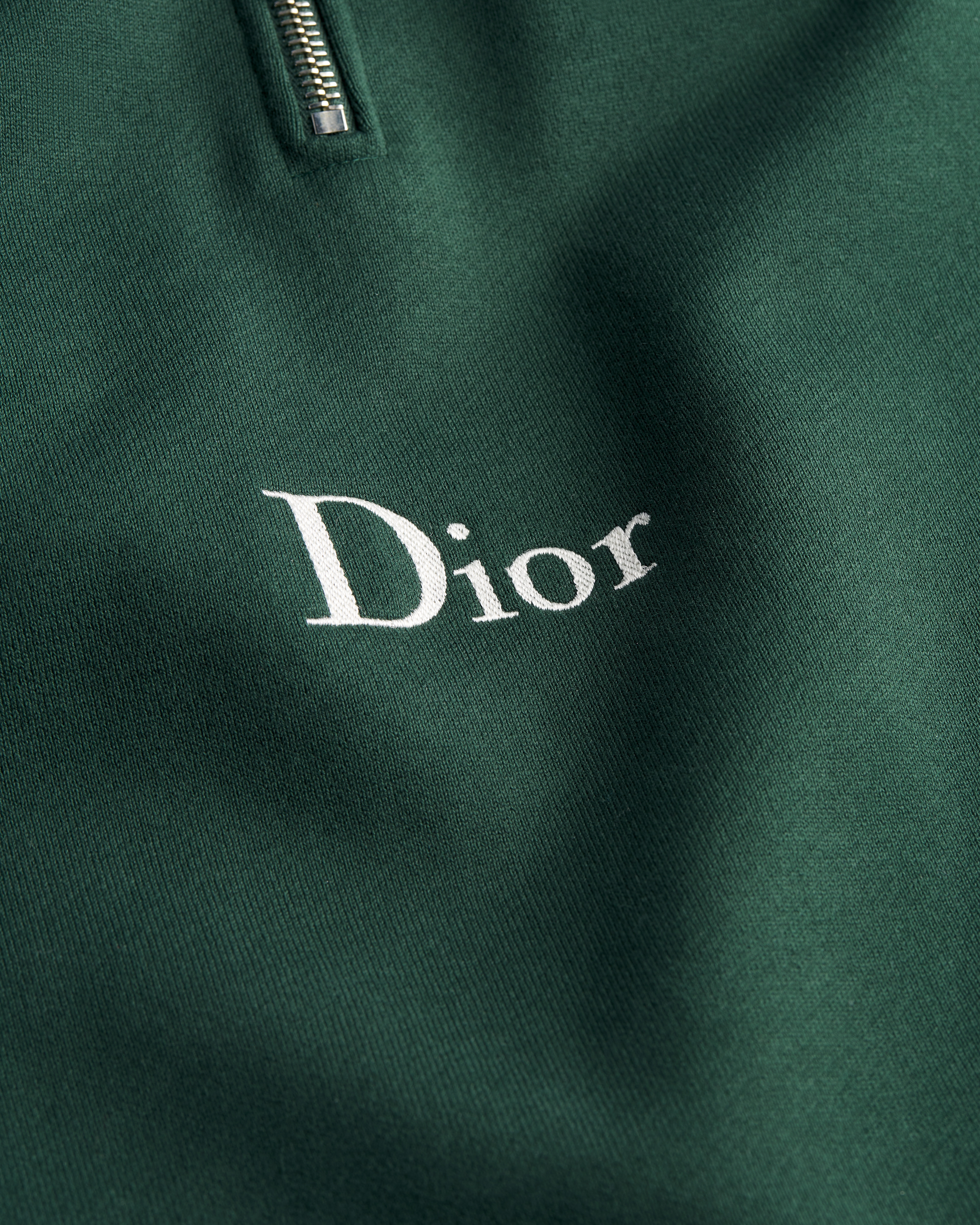 Sweatshirt with Zipped Neckline Green Cotton Fleece E09