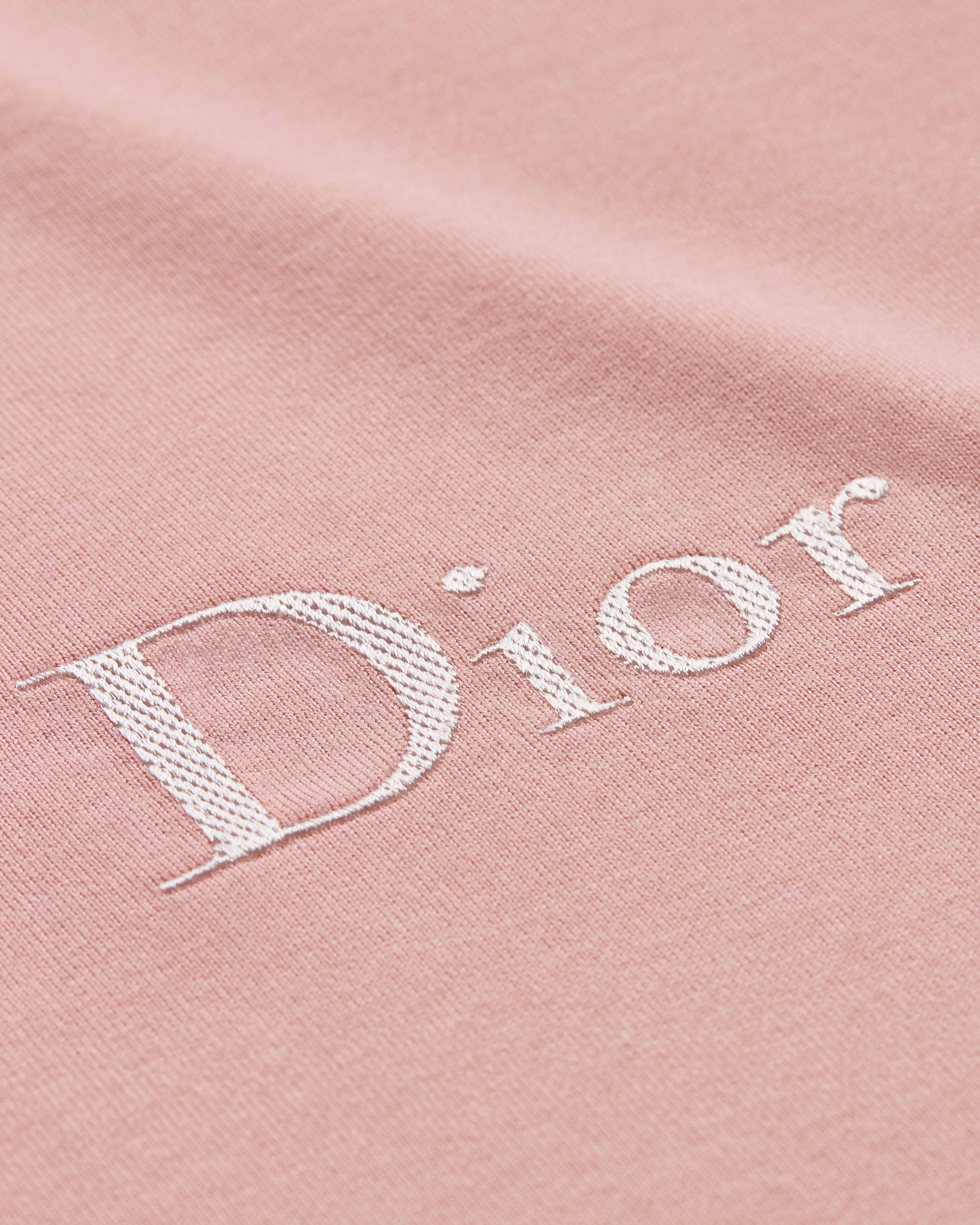 寬鬆剪裁 Dior 刺繡 T 恤 粉紅色棉質針織布 E10