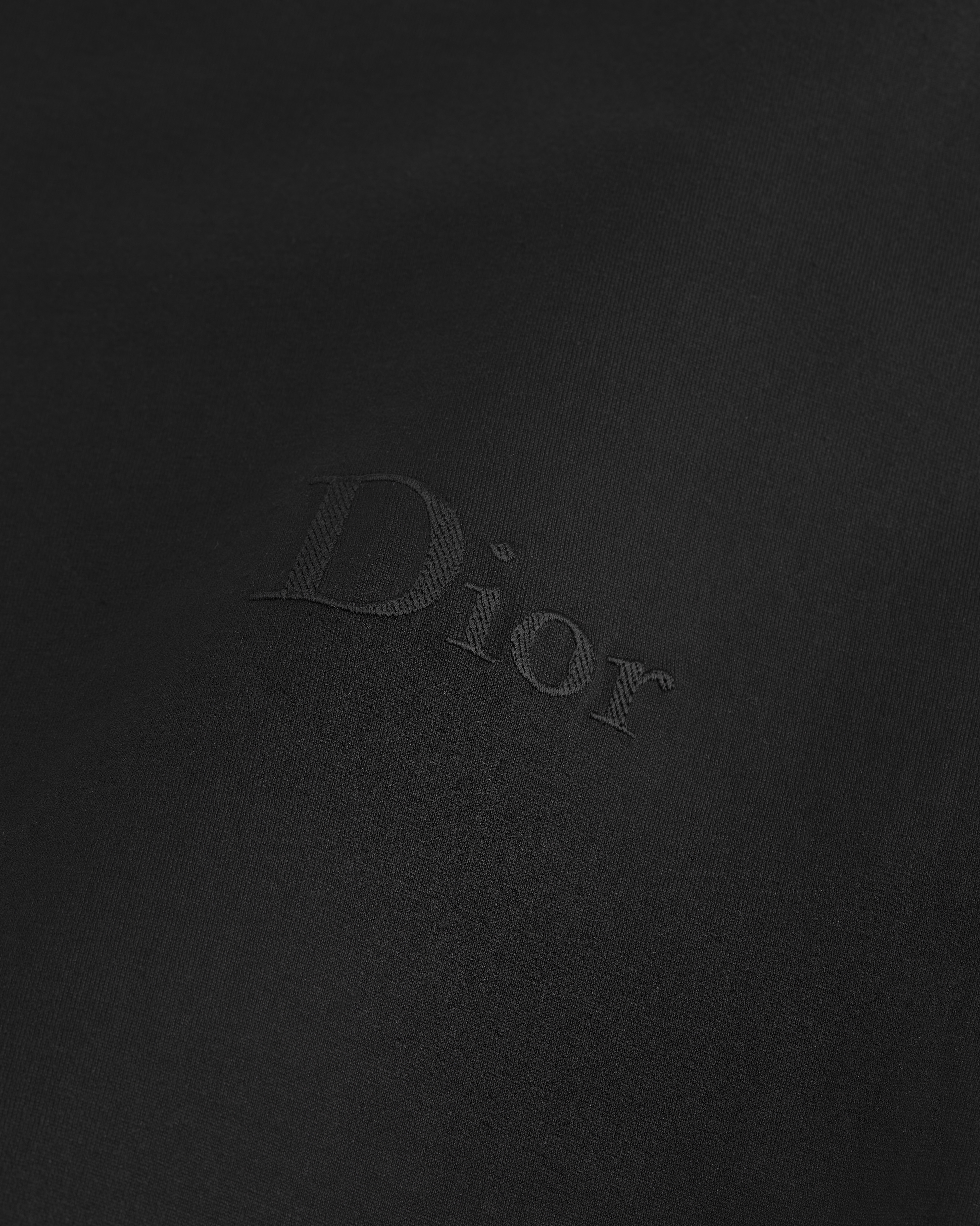 เสื้อยืดทรงรีแล็กซ์ปักลาย Dior ผ้าฝ้ายเจอร์ซีย์สีดํา E09