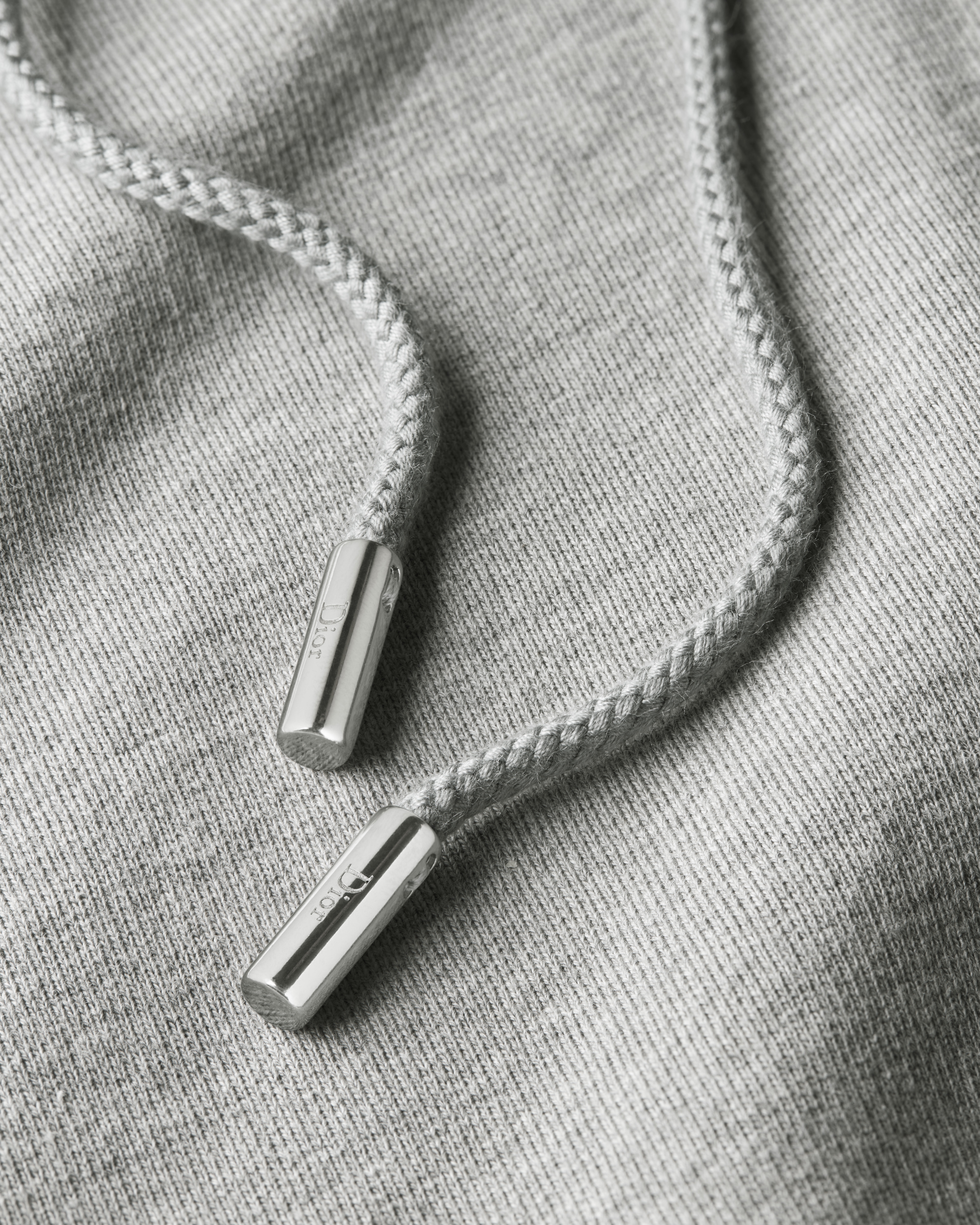 Hooded Sweatshirt with Dior Embroidery, Relaxed Fit Gray Cotton Fleece E11