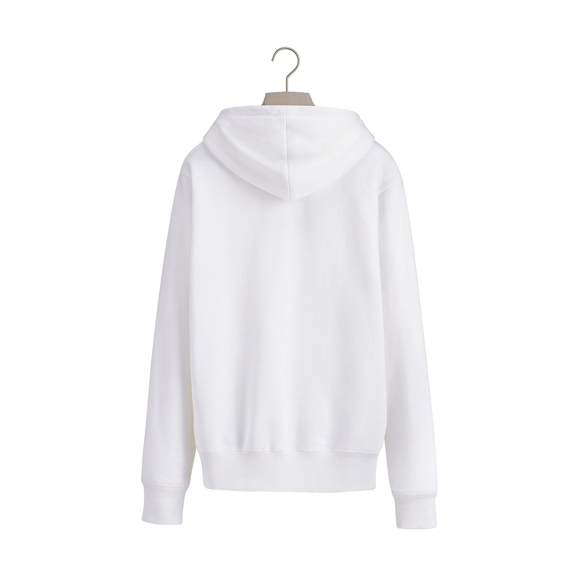 Zipped Hooded Sweatshirt White Cotton Fleece E08