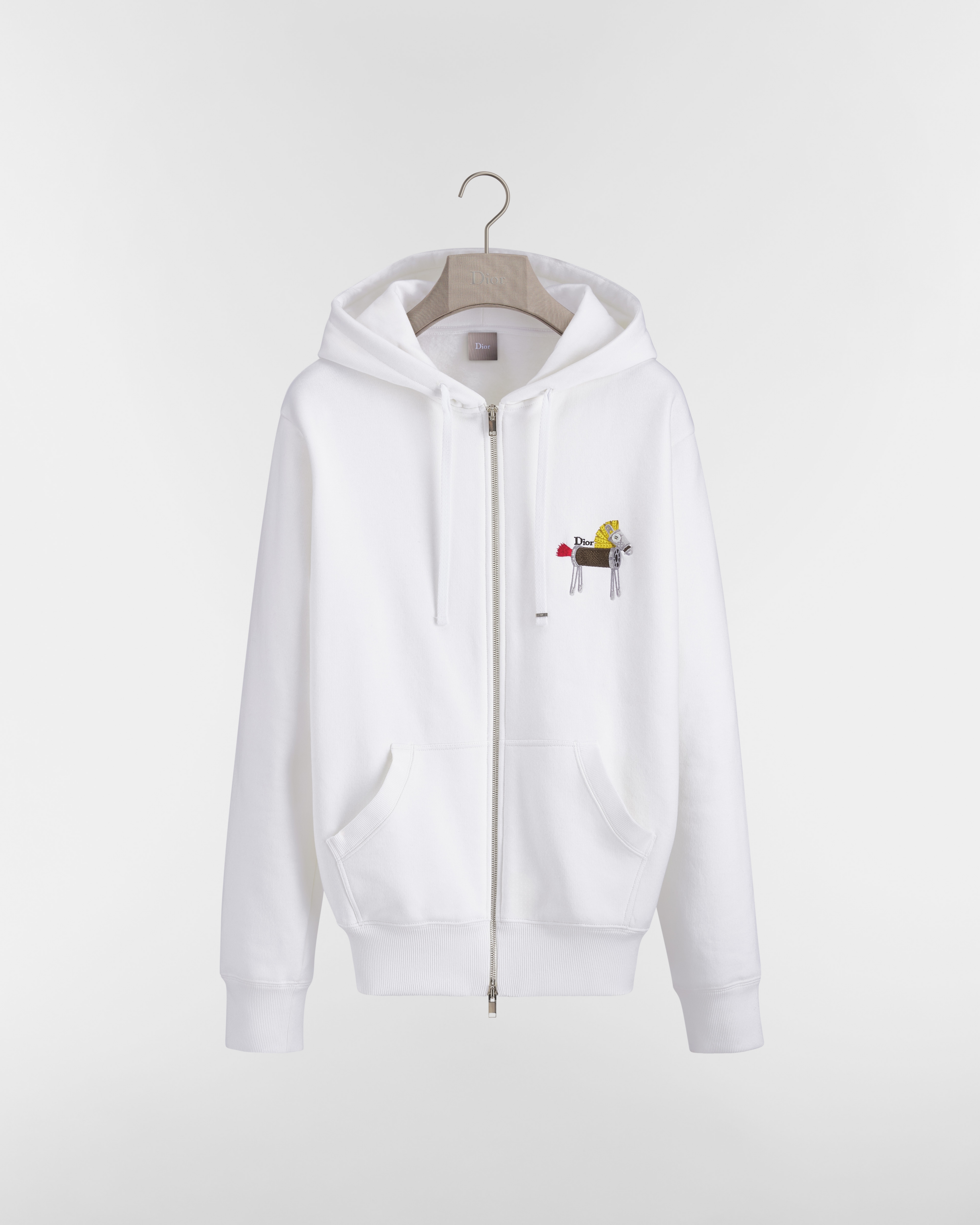 Zipped Hooded Sweatshirt with Horse Embroidery and Print, Relaxed Fit