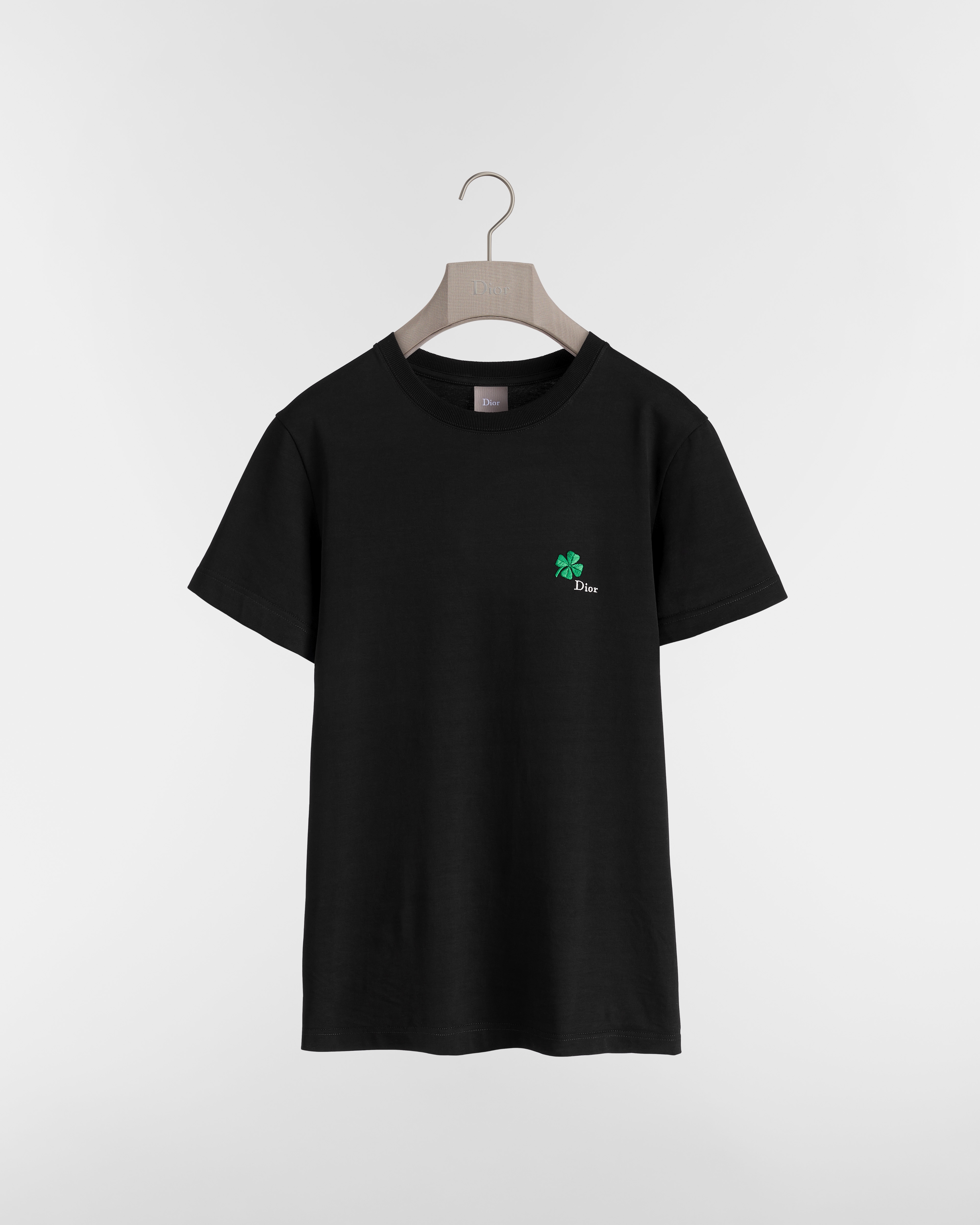 T-shirt à broderie Dior Clover, coupe regular Jersey de coton noir E01