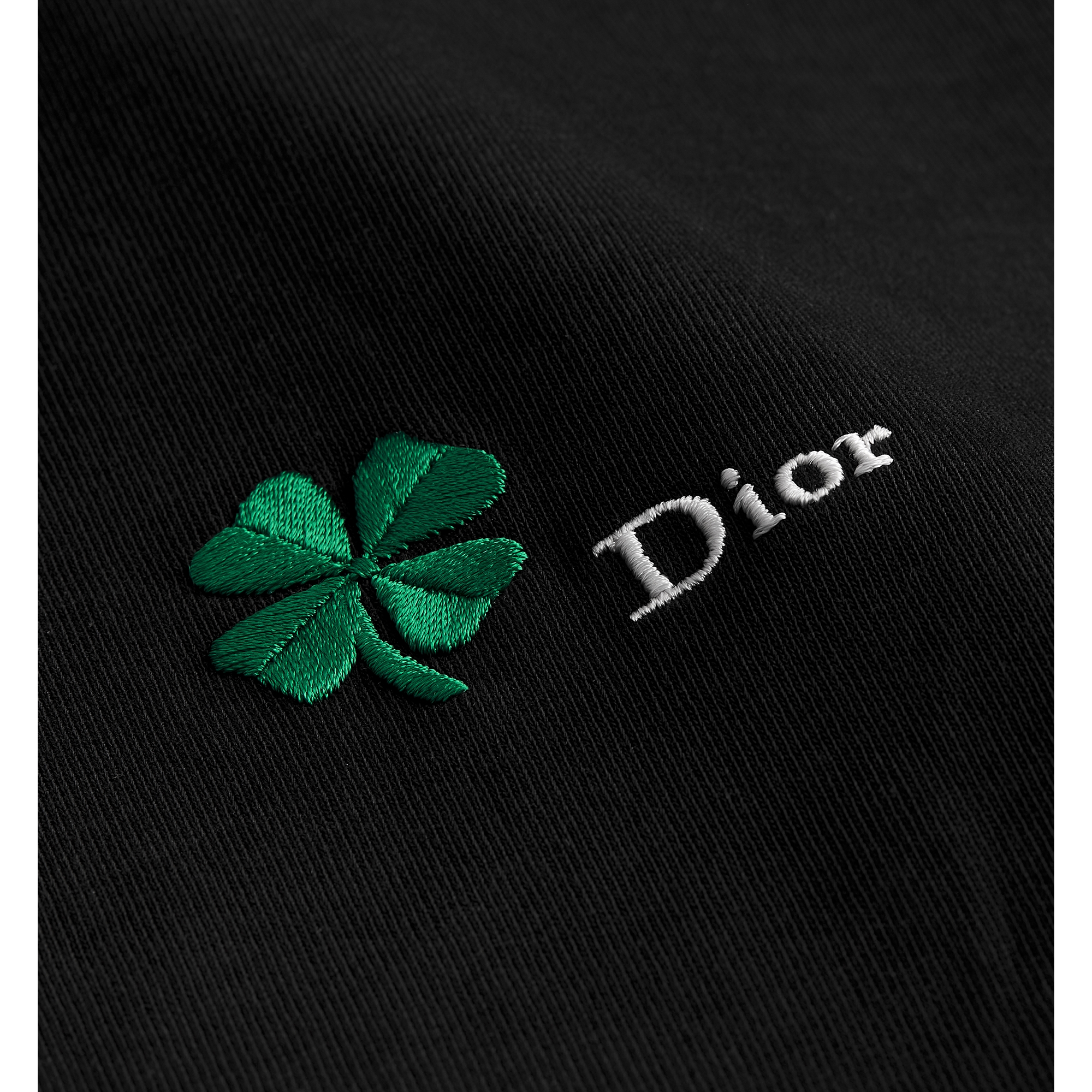 T-Shirt with Dior Clover Embroidery, Relaxed Fit Black Cotton Jersey E09