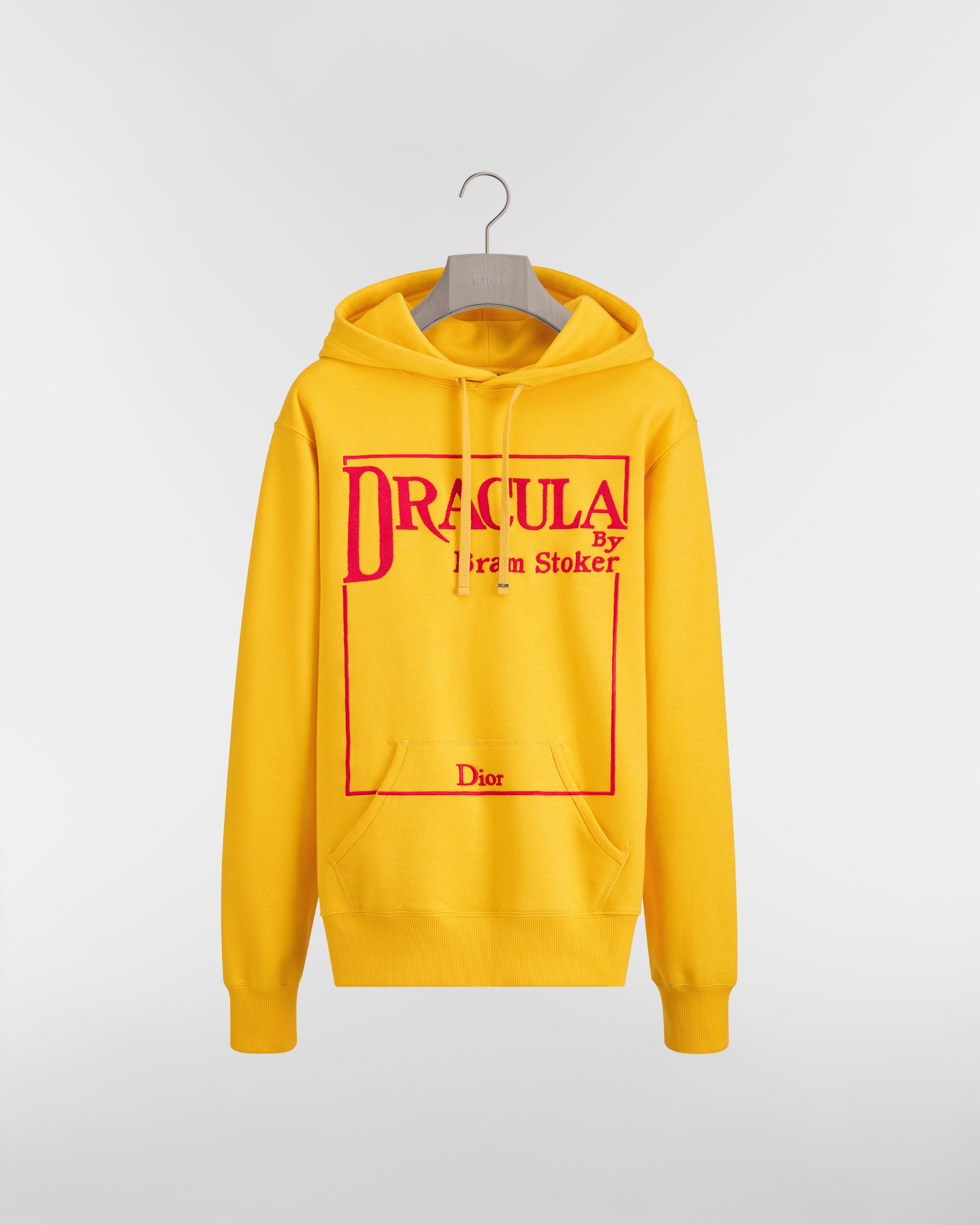 Sweatshirt à capuche à broderie Book Cover Molleton de coton jaune et rouge E01