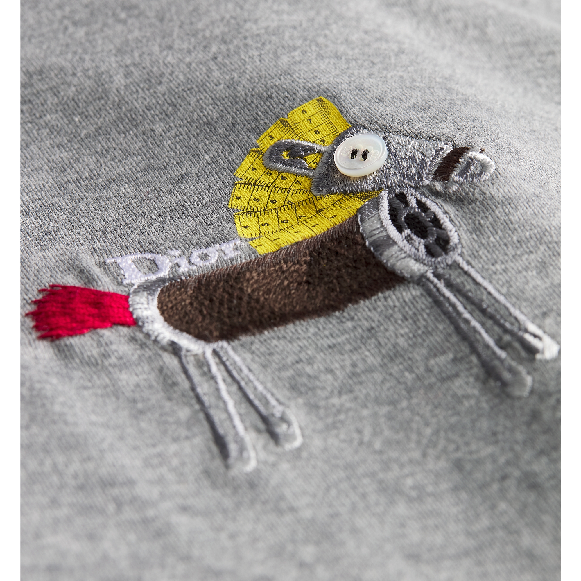 T-Shirt with Horse Embroidery, Relaxed Fit Gray Cotton Jersey E10