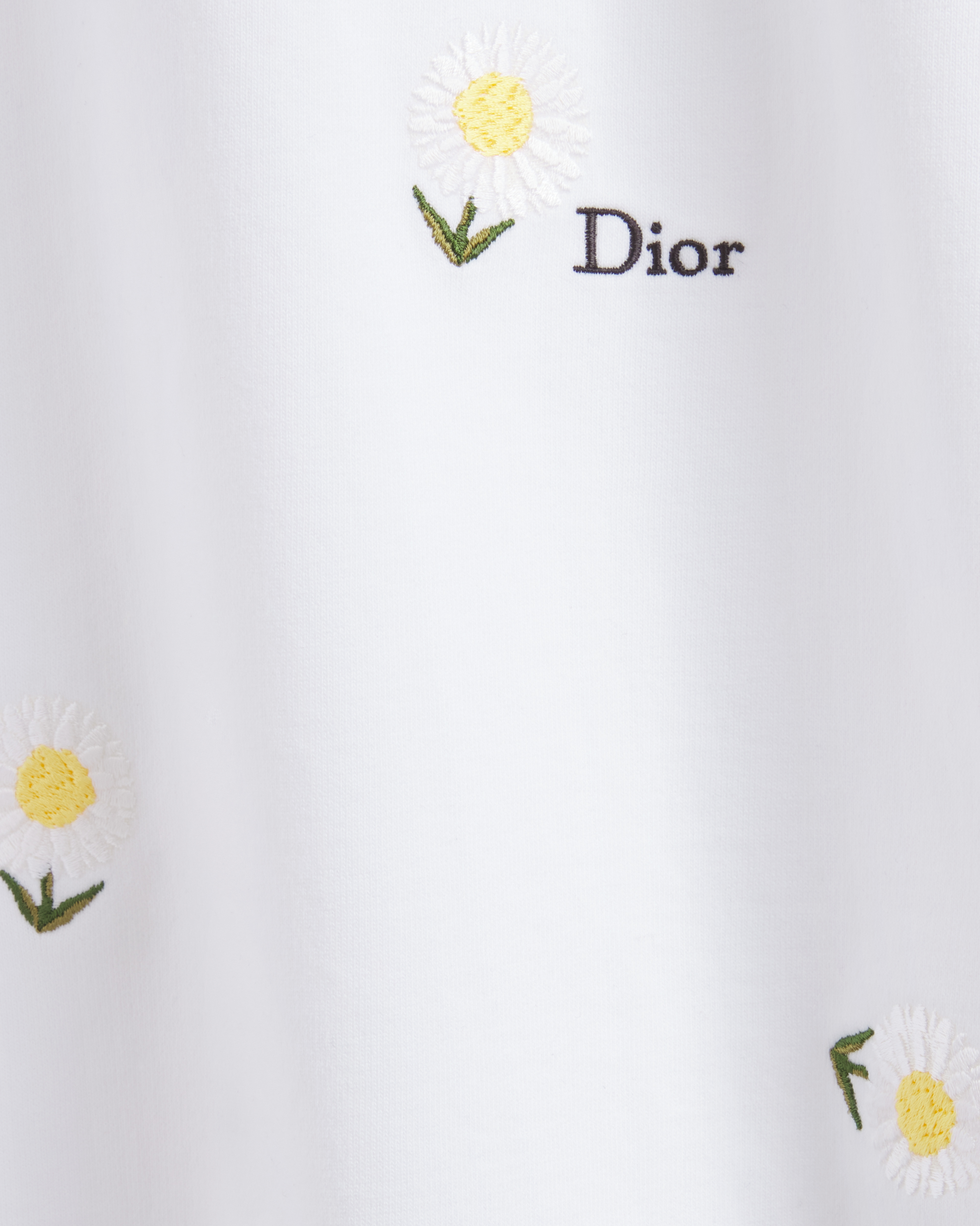 T-shirt à broderie marguerite, coupe relax Jersey de coton blanc E10