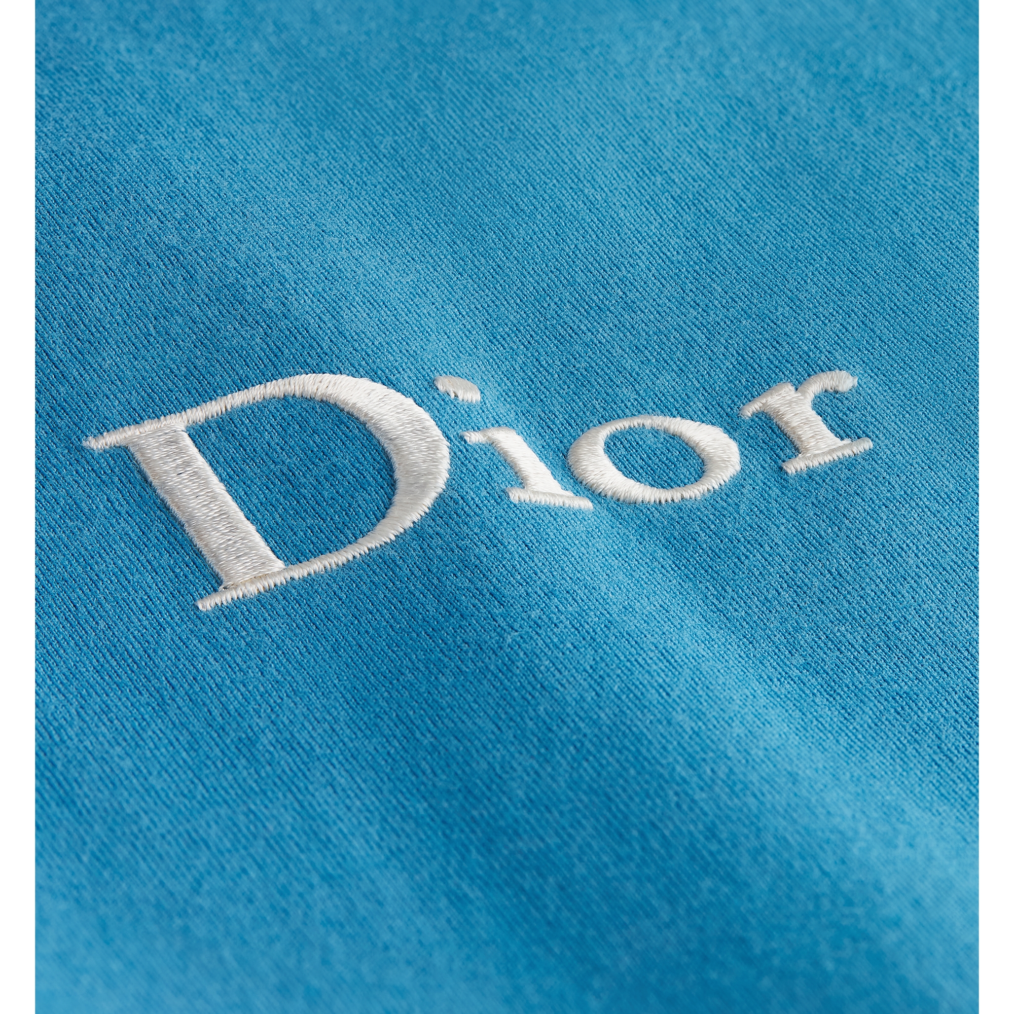 T-Shirt with Book Cover Embroidery, Relaxed Fit Light Blue and White Cotton Jersey E09