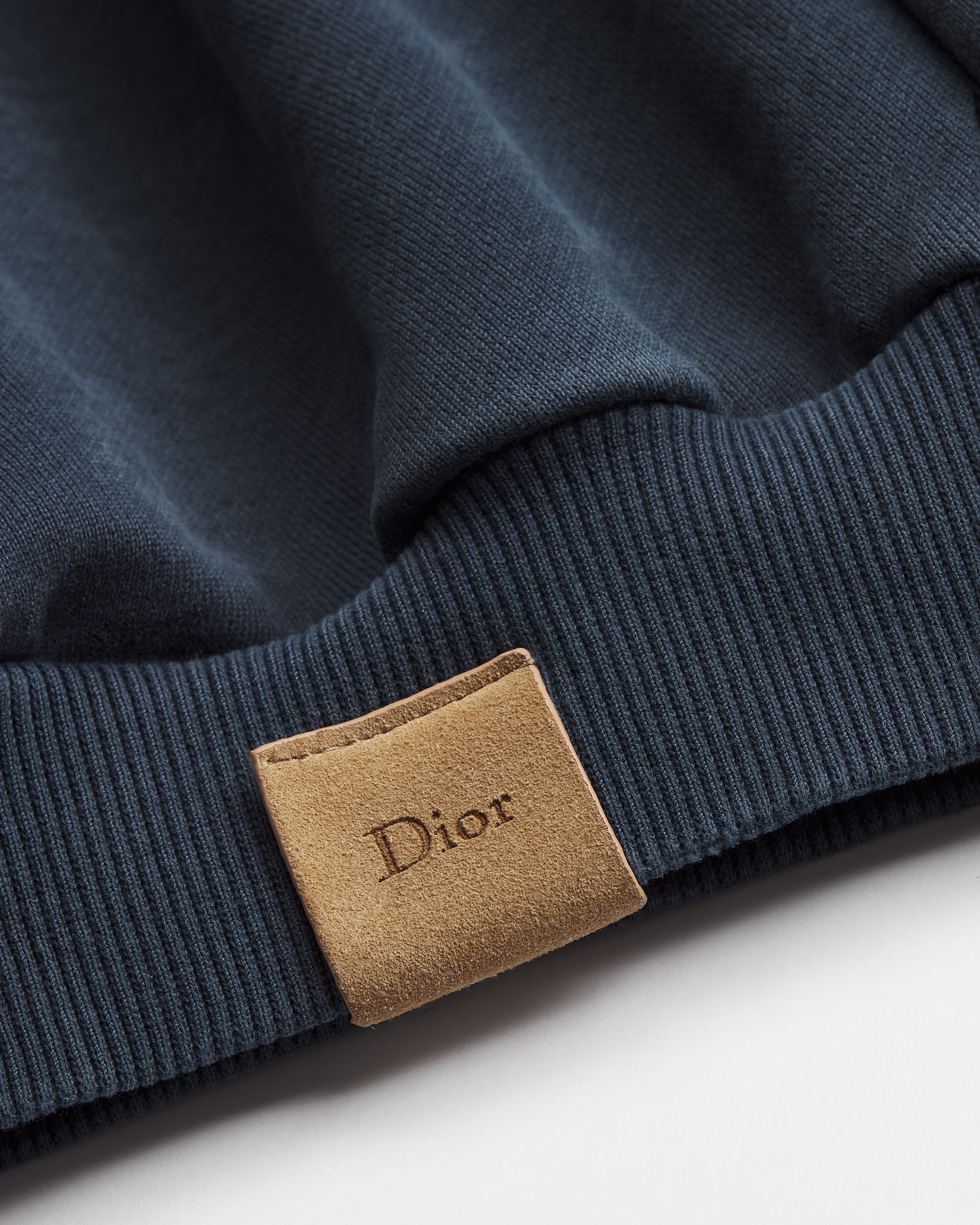 Trui met watervalhals Blauwe katoenfleece E09