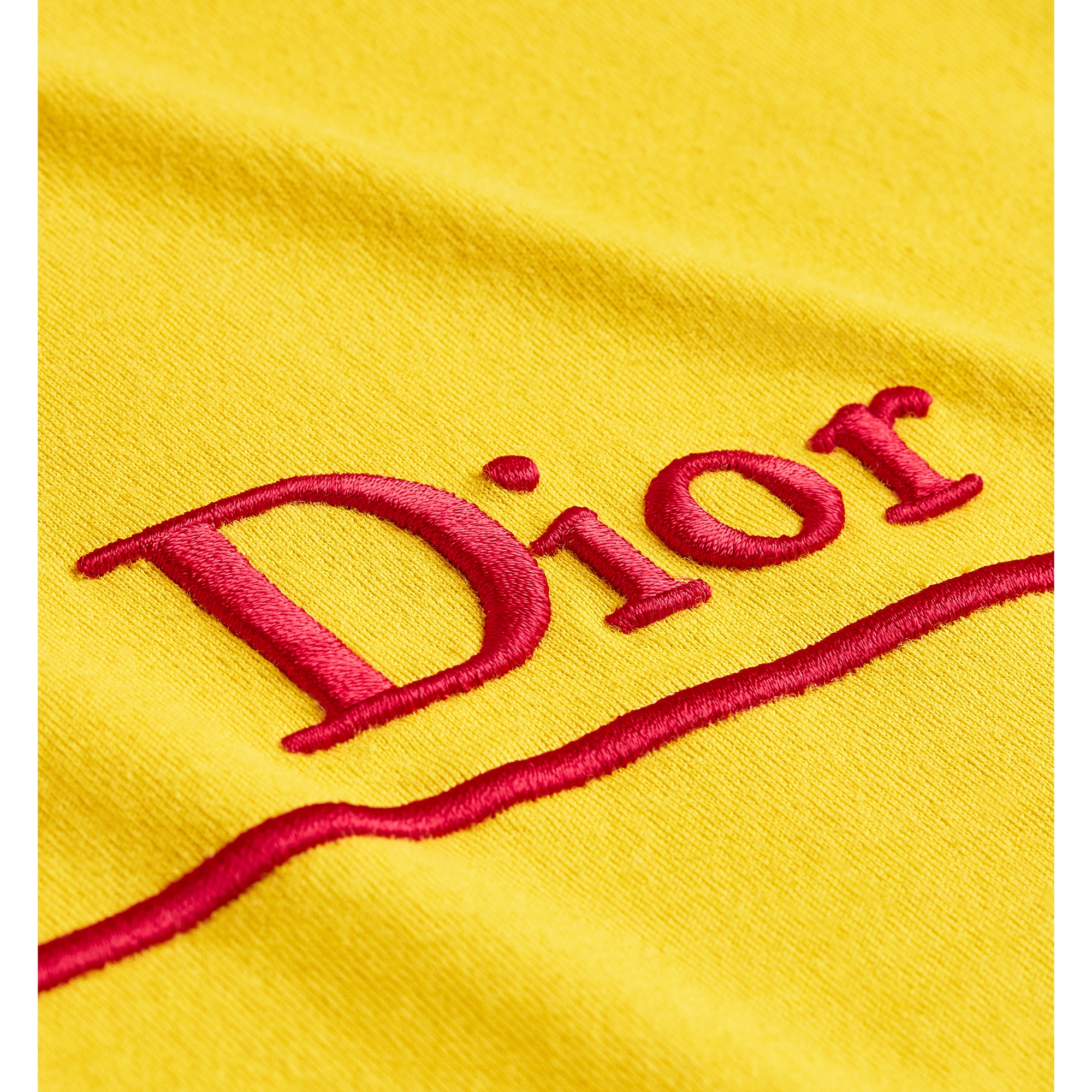 T-Shirt with Book Cover Embroidery, Relaxed Fit Yellow and Red Cotton Jersey E09