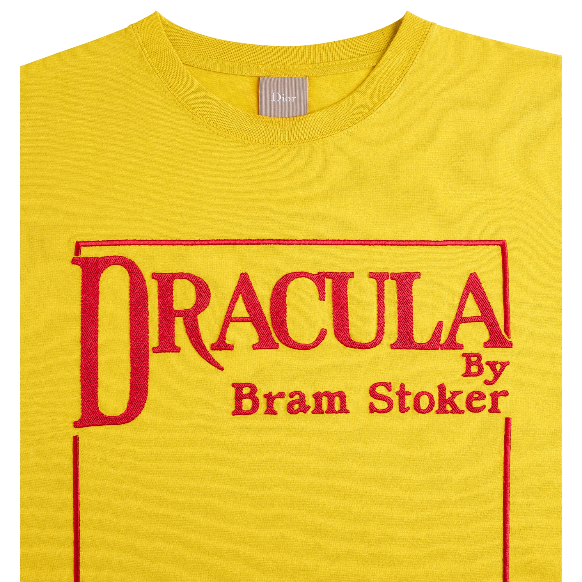 T-Shirt with Book Cover Embroidery, Relaxed Fit Yellow and Red Cotton Jersey E10