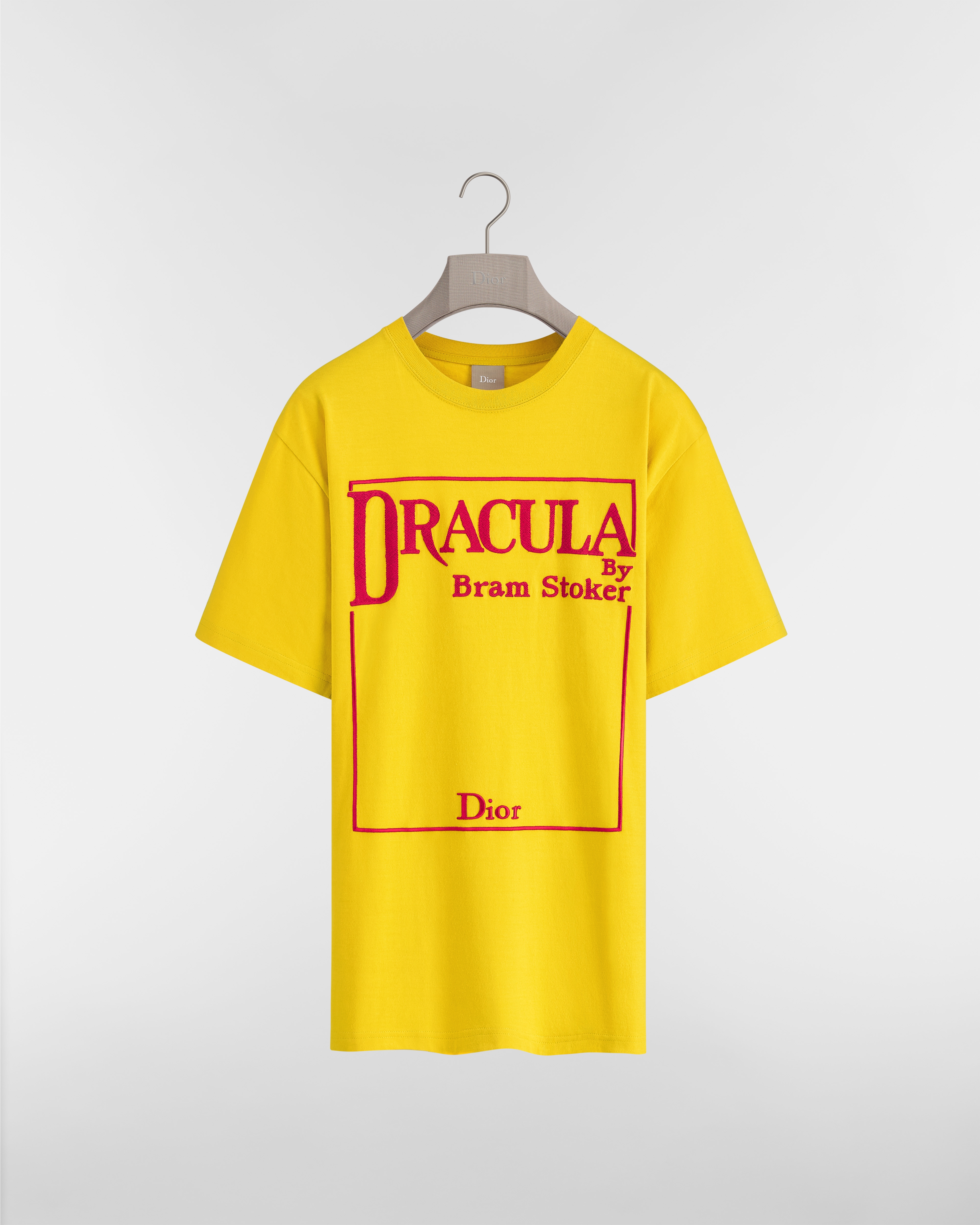 T-Shirt with Book Cover Embroidery, Relaxed Fit Yellow and Red Cotton Jersey E01