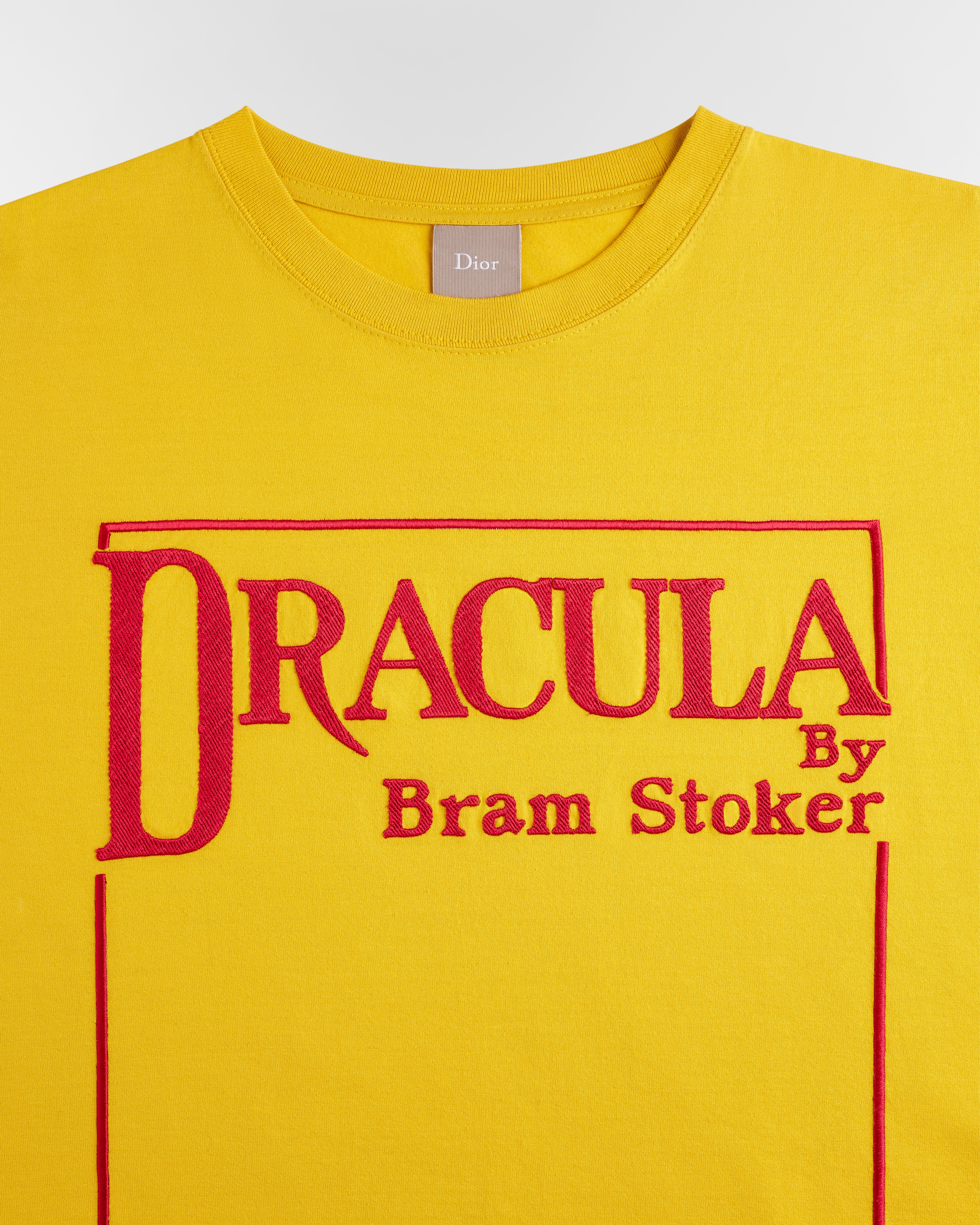 T-shirt à broderie Book Cover, coupe relax Jersey de coton jaune et rouge E10