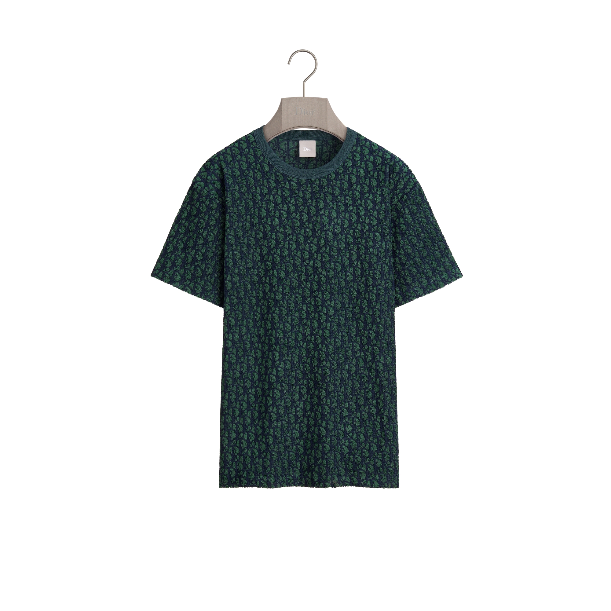 Dior Oblique T-Shirt, Relaxed Fit Green Cotton-Blend Terry | DIOR