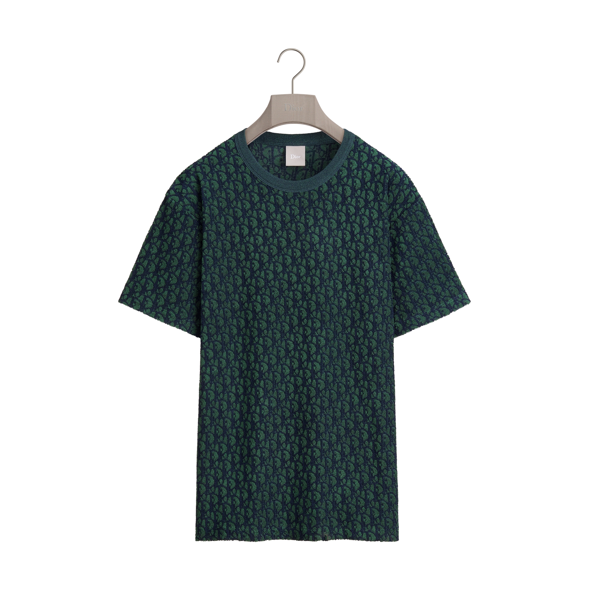 Dior Oblique T-Shirt, Relaxed Fit Green Cotton-Blend Terry | DIOR