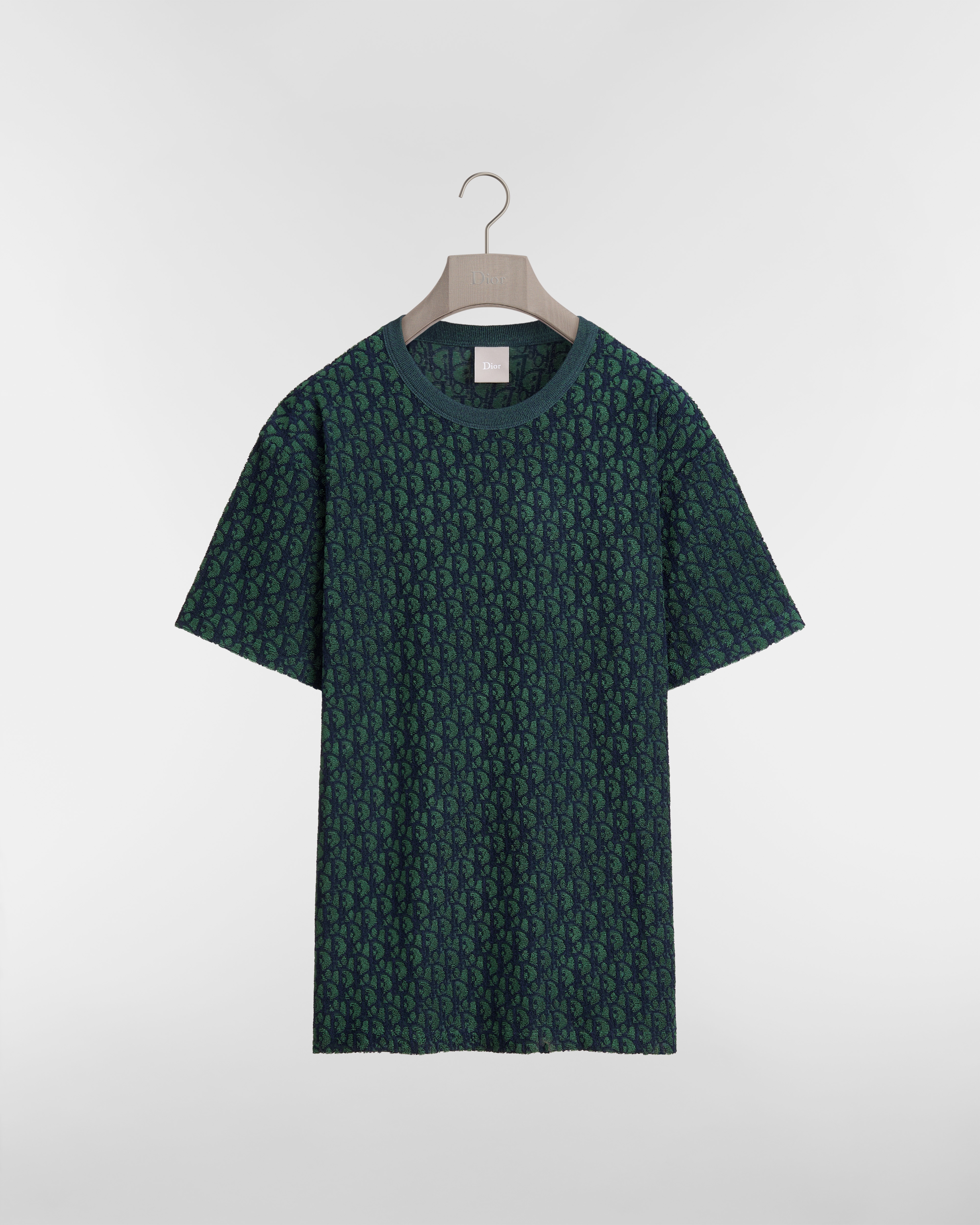 Camiseta Dior Oblique, corte casual Rizo de mezcla de algodón verde E01