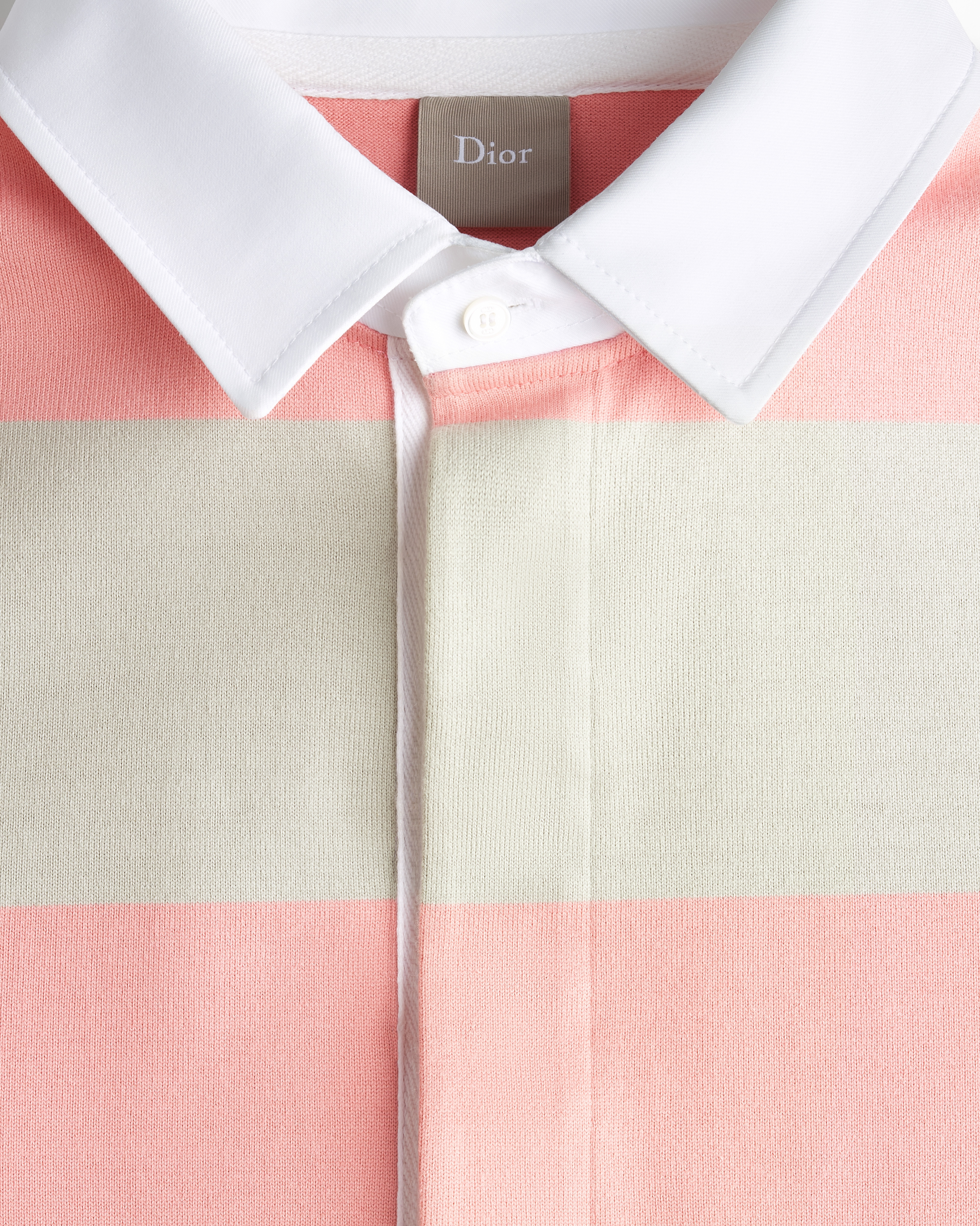 長袖 Polo 衫 灰色棉質針織布搭配條紋 E10