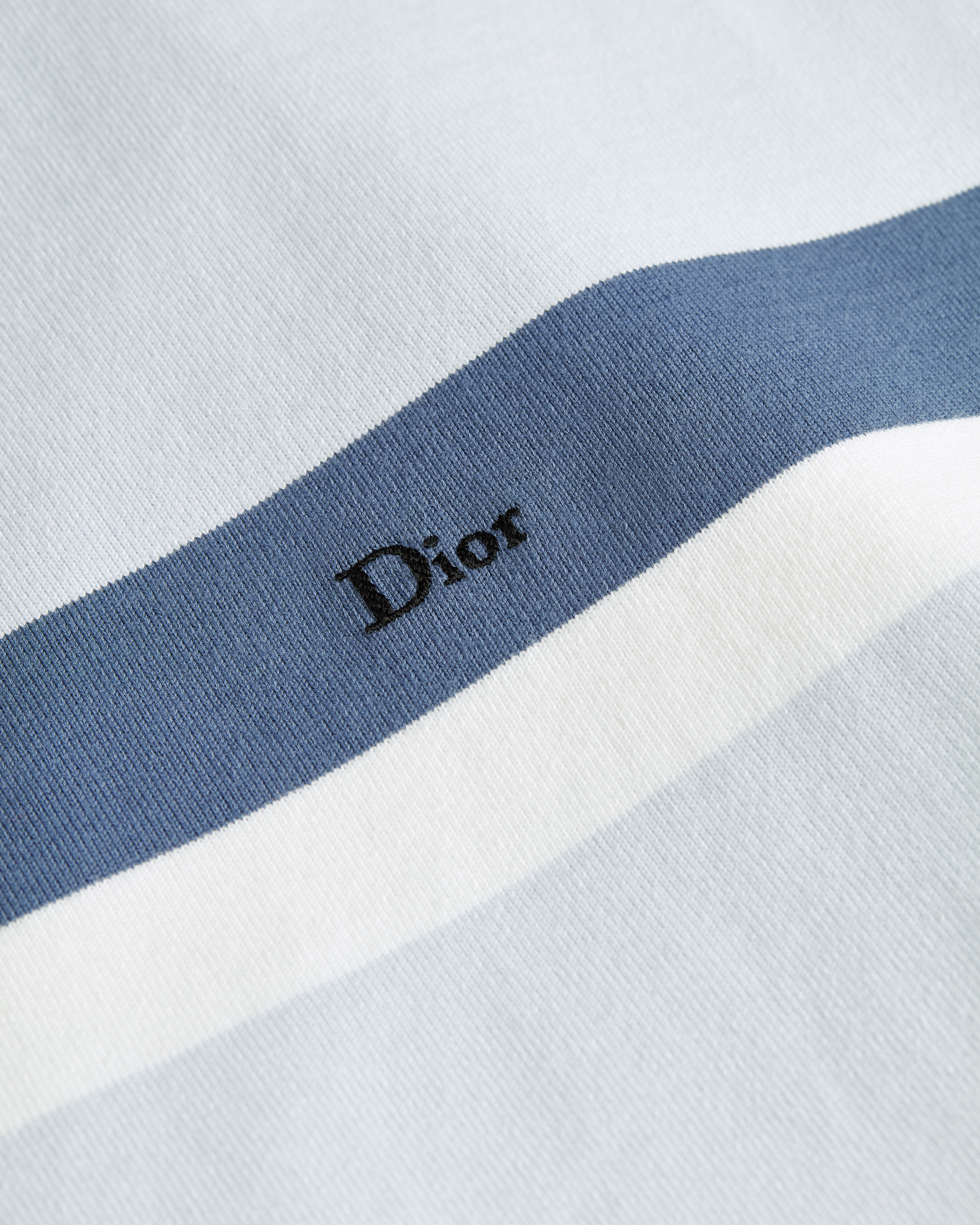 長袖 Polo 衫 藍色棉質針織布搭配條紋 E09