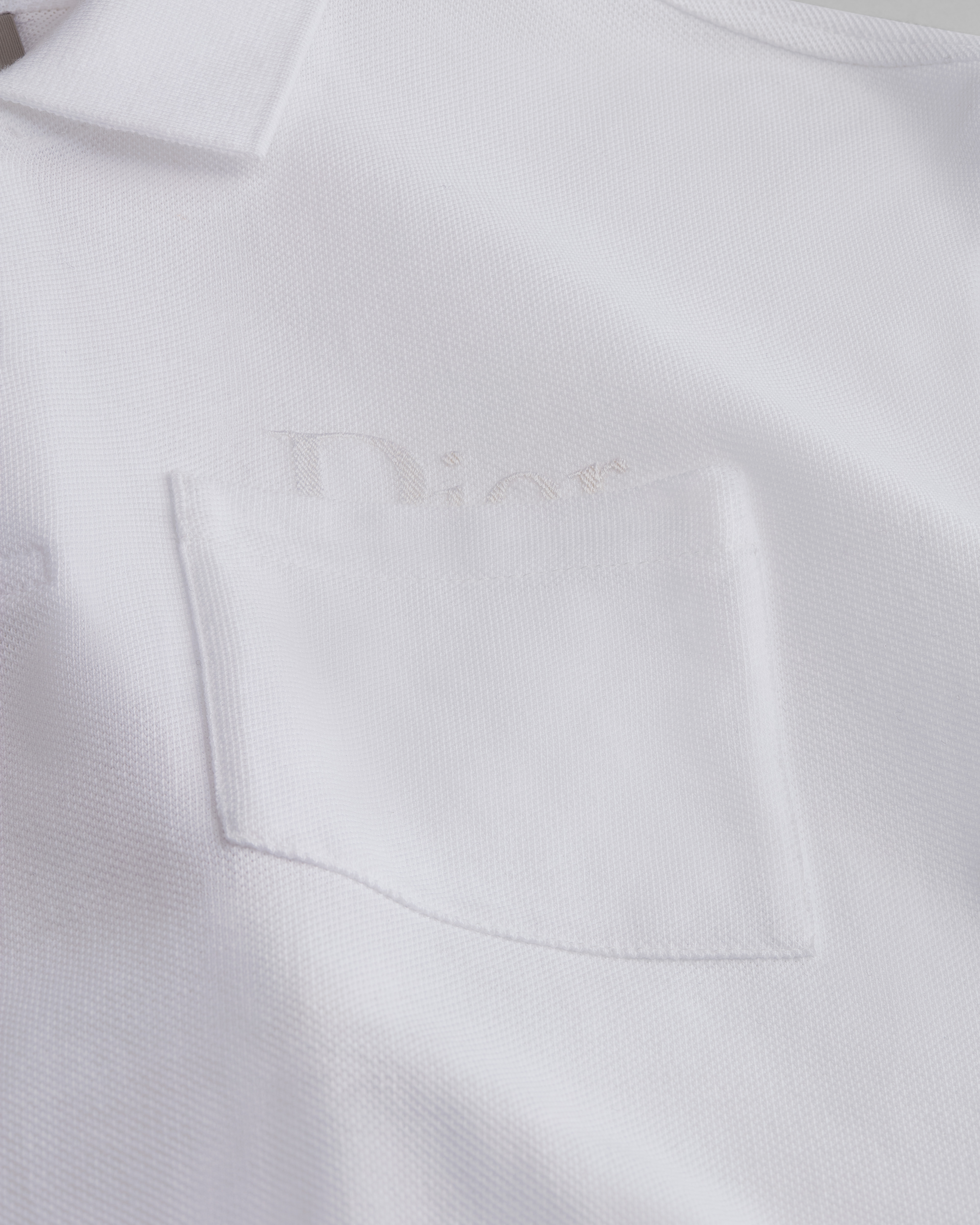 寬鬆剪裁 Polo 衫 白色棉質網眼布 E09