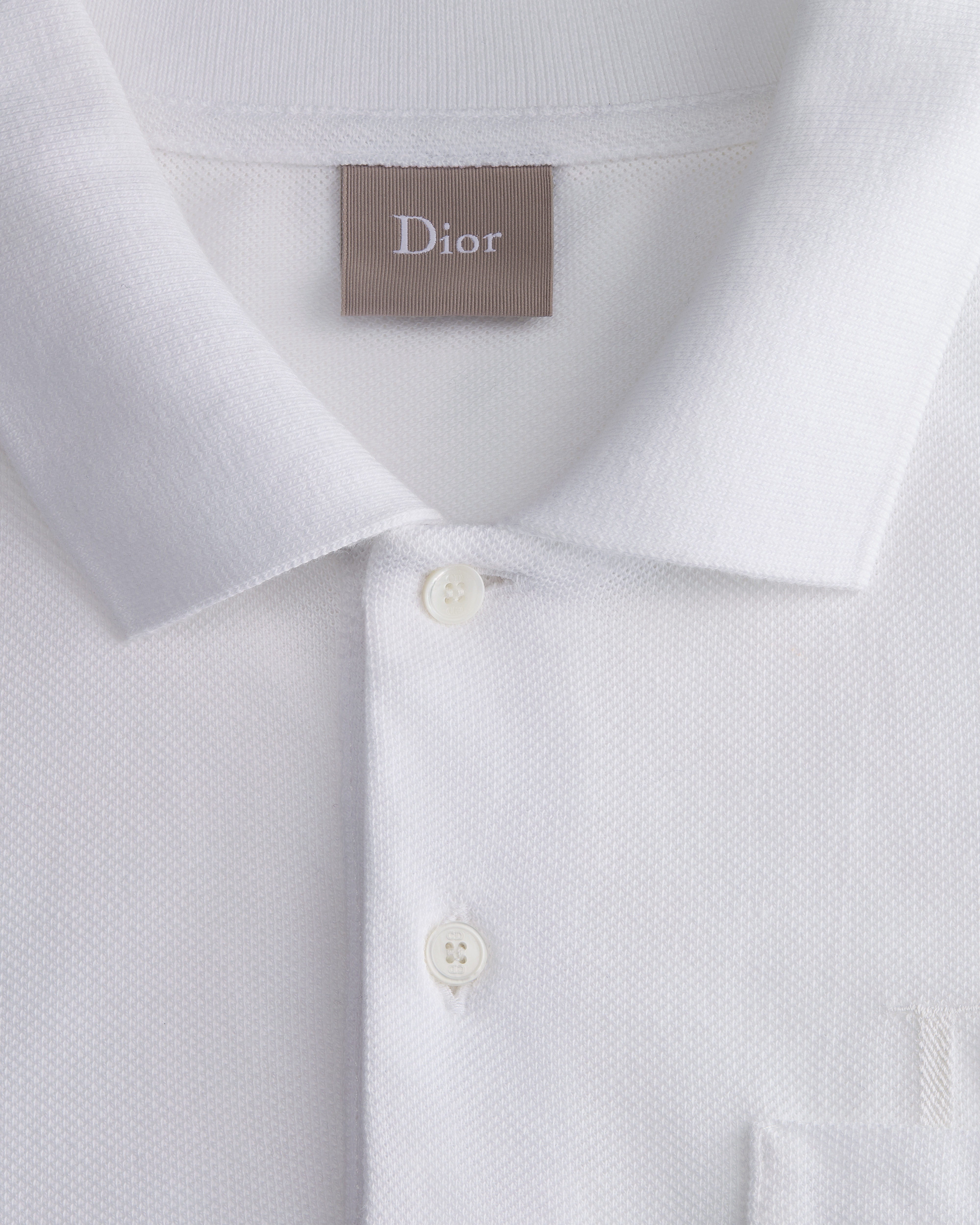 寬鬆剪裁 Polo 衫 白色棉質網眼布 E10