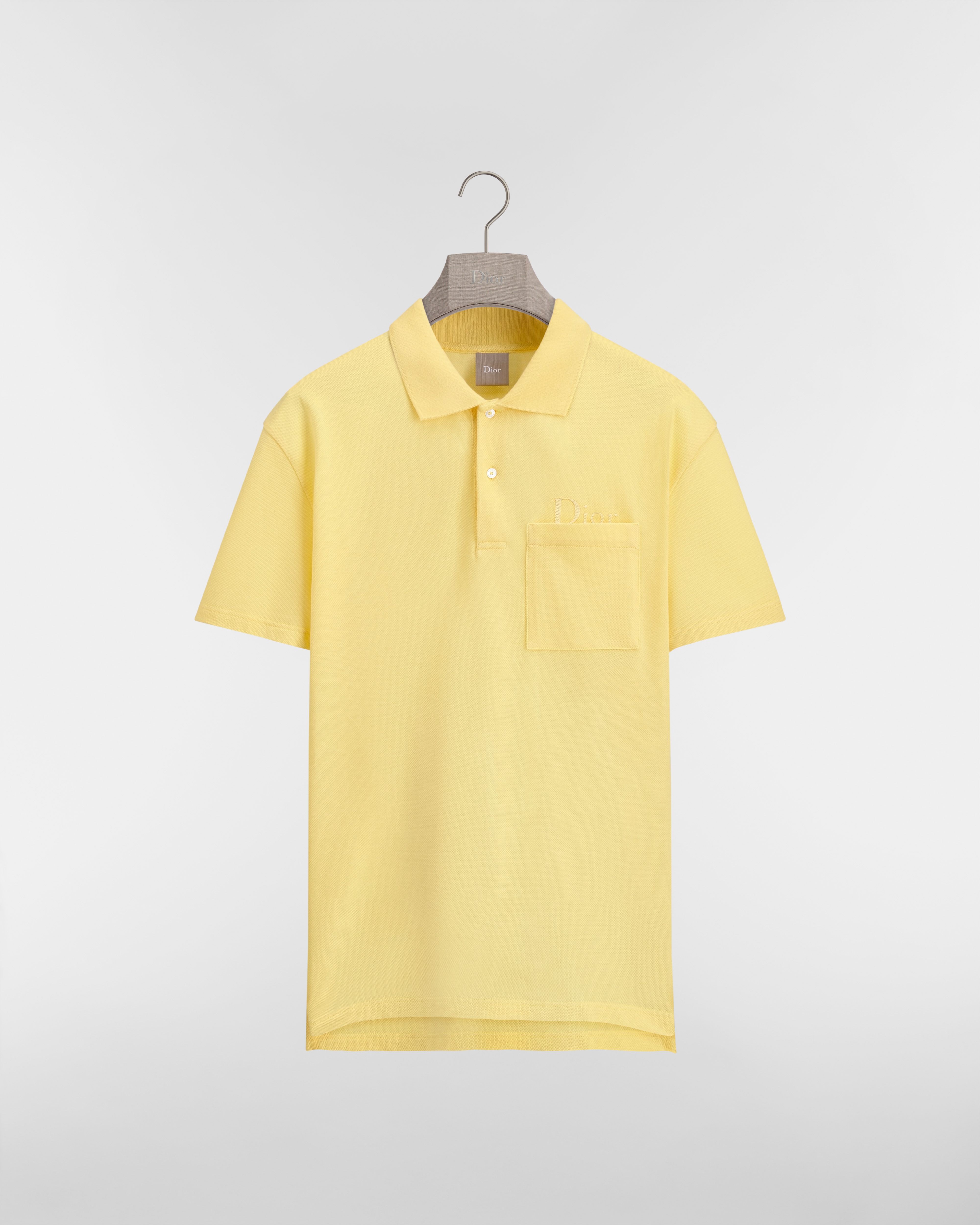 Polo Shirt with Dior Embroidery, Relaxed Fit Yellow Cotton Piqué E01
