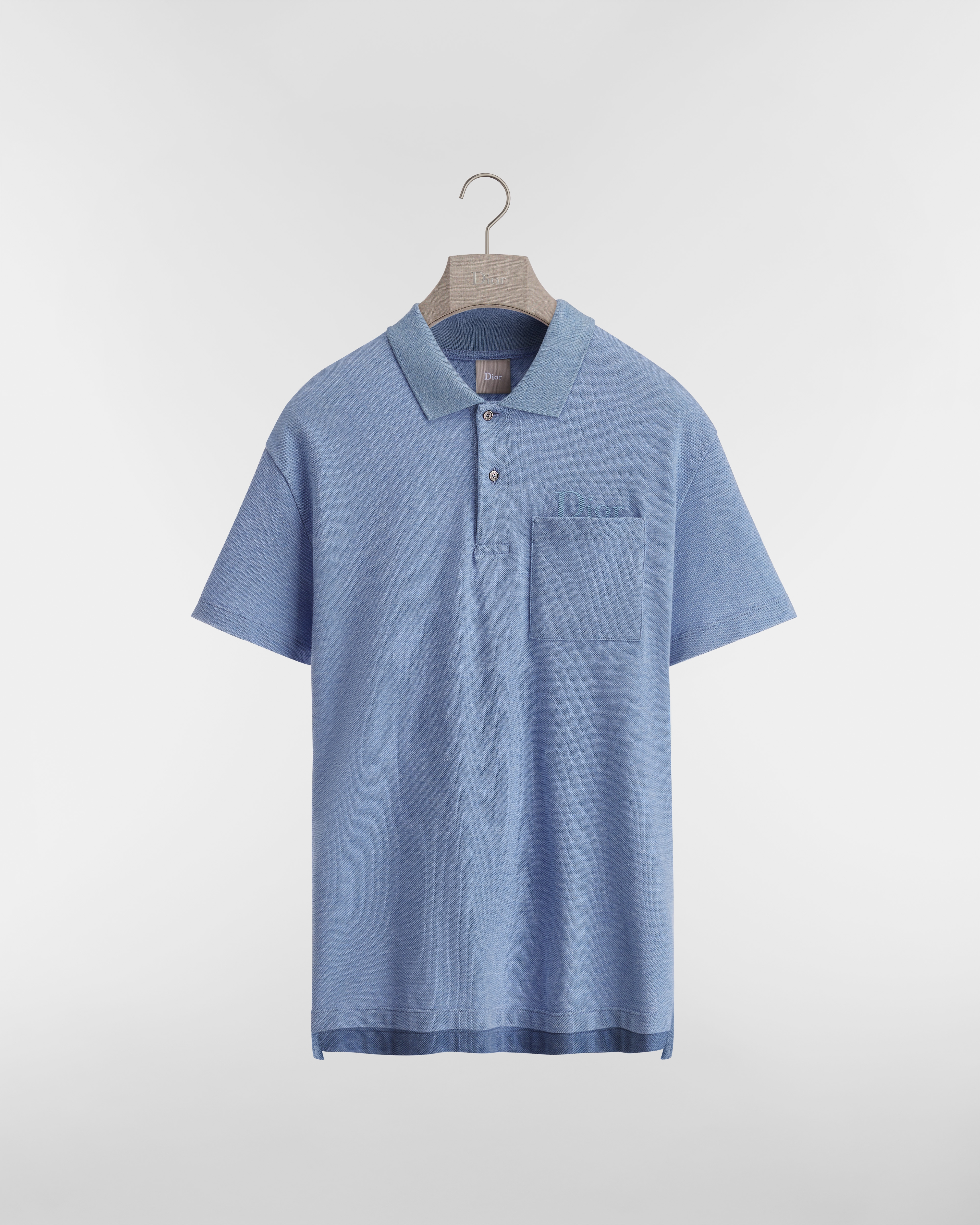 Polo 衫 藍色棉質網眼布 E01