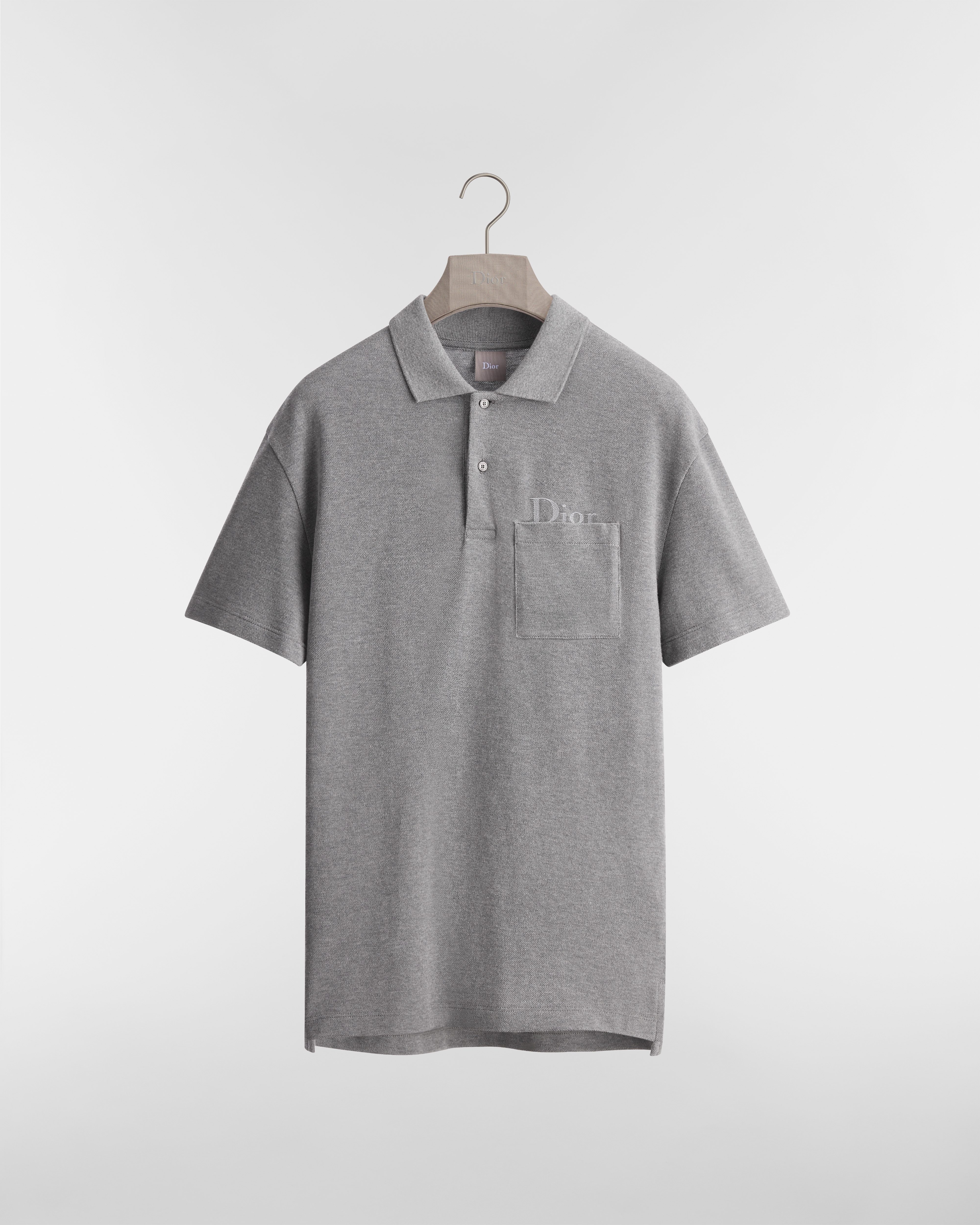 Polo 衫 灰色棉質網眼布 E01