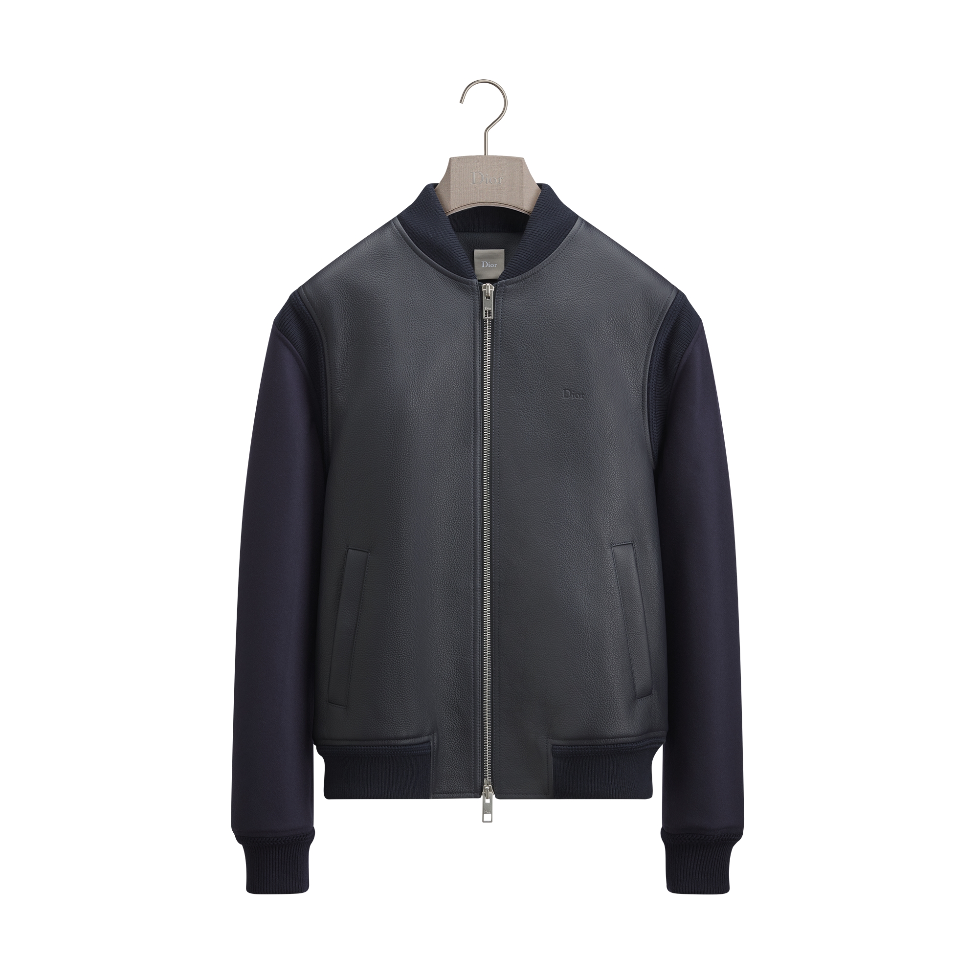 Zipped Blouson Jacket Navy Blue Cowhide | DIOR