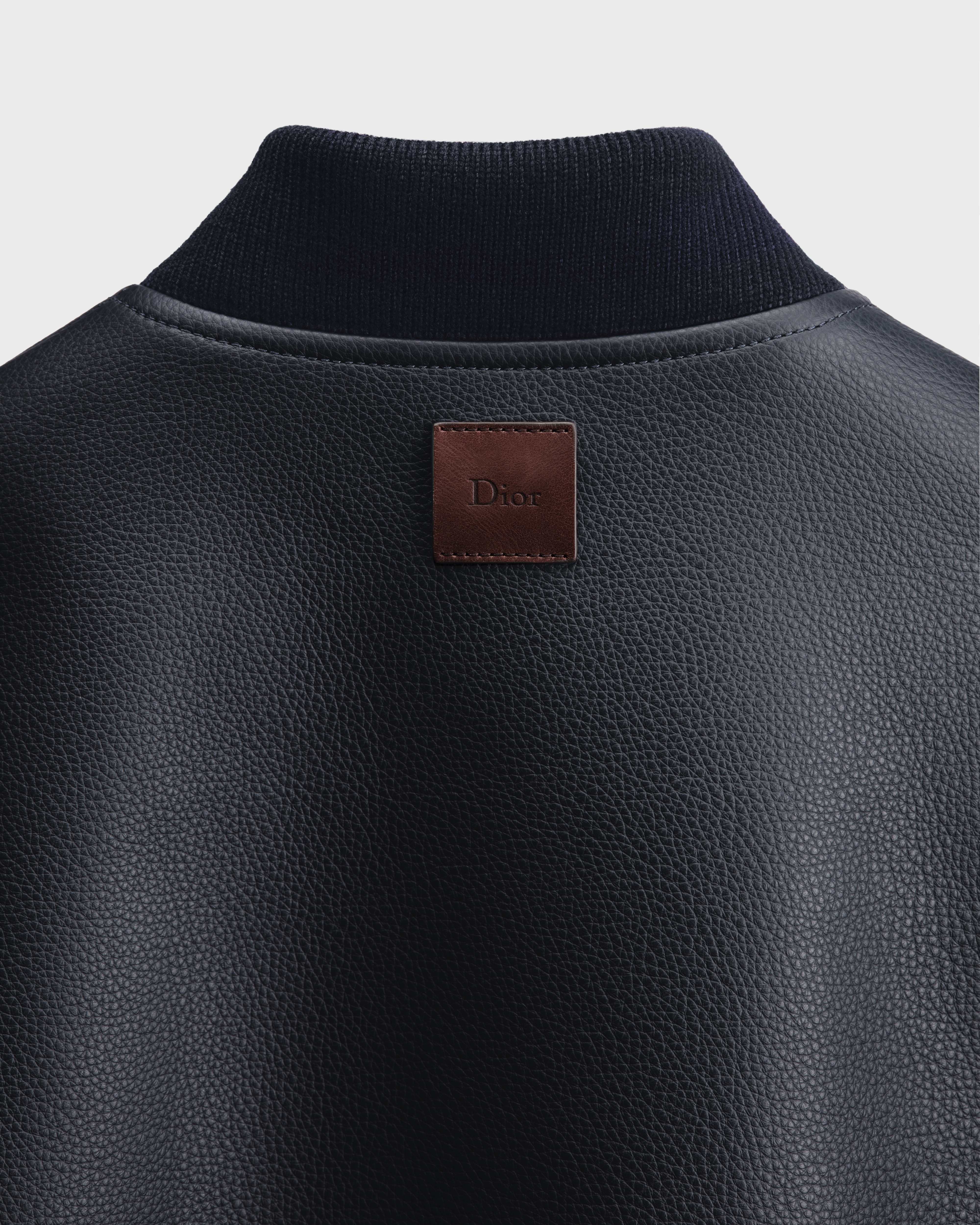 拉鏈束腰外套 海軍藍小牛皮 E09