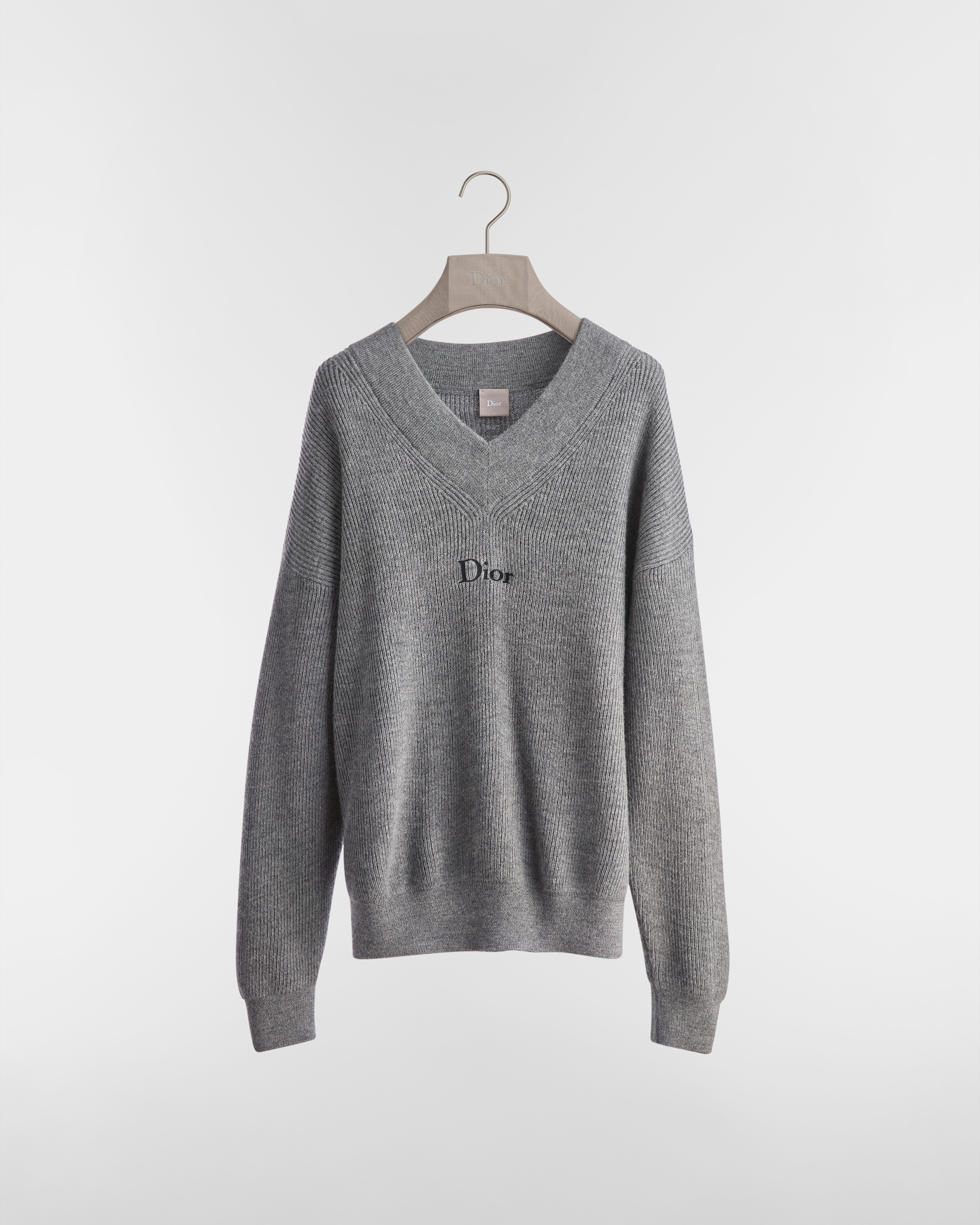 Pull à broderie Dior Maille de laine et alpaga gris E01