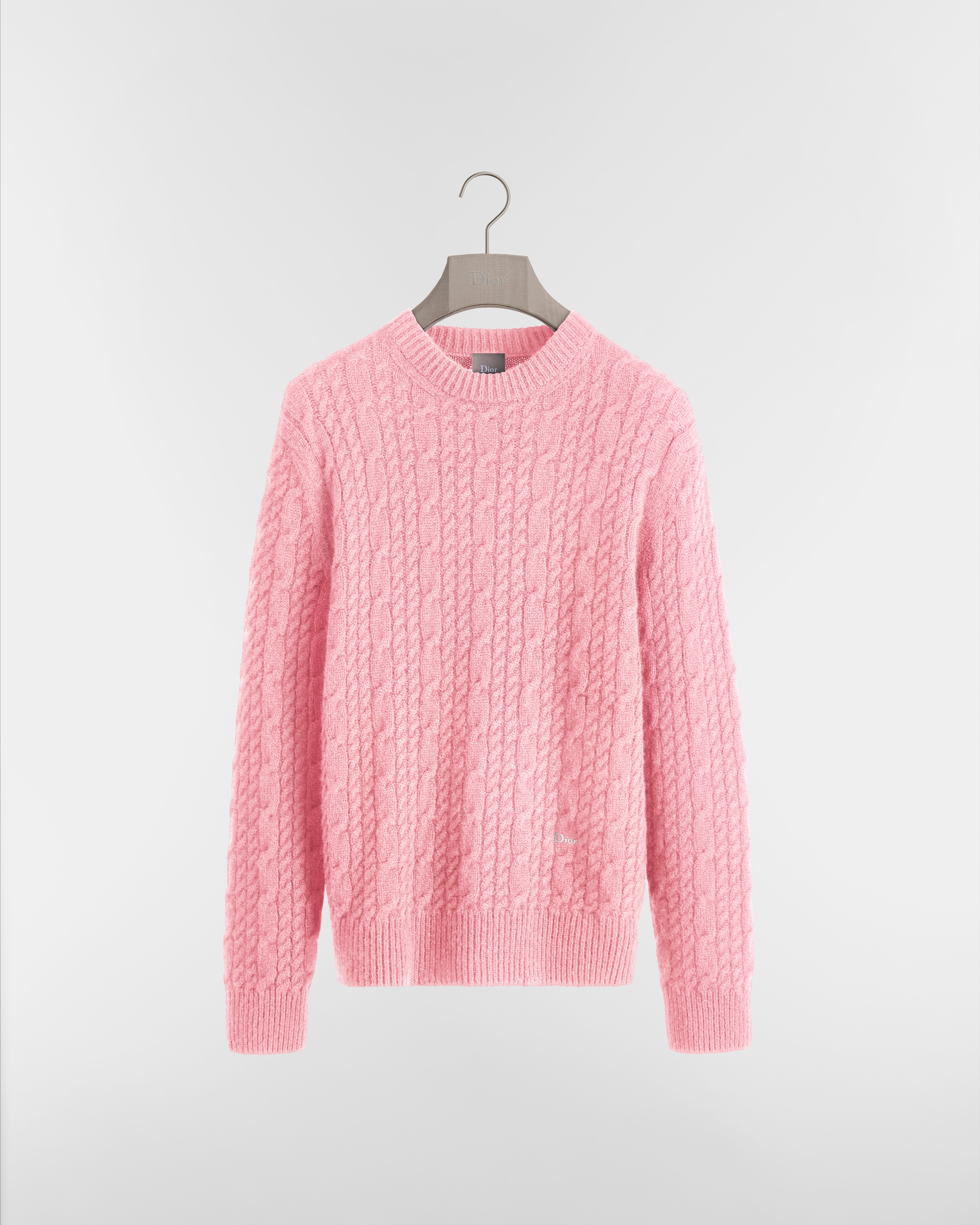 Pull à maille torsadée Maille de cachemire rose E01