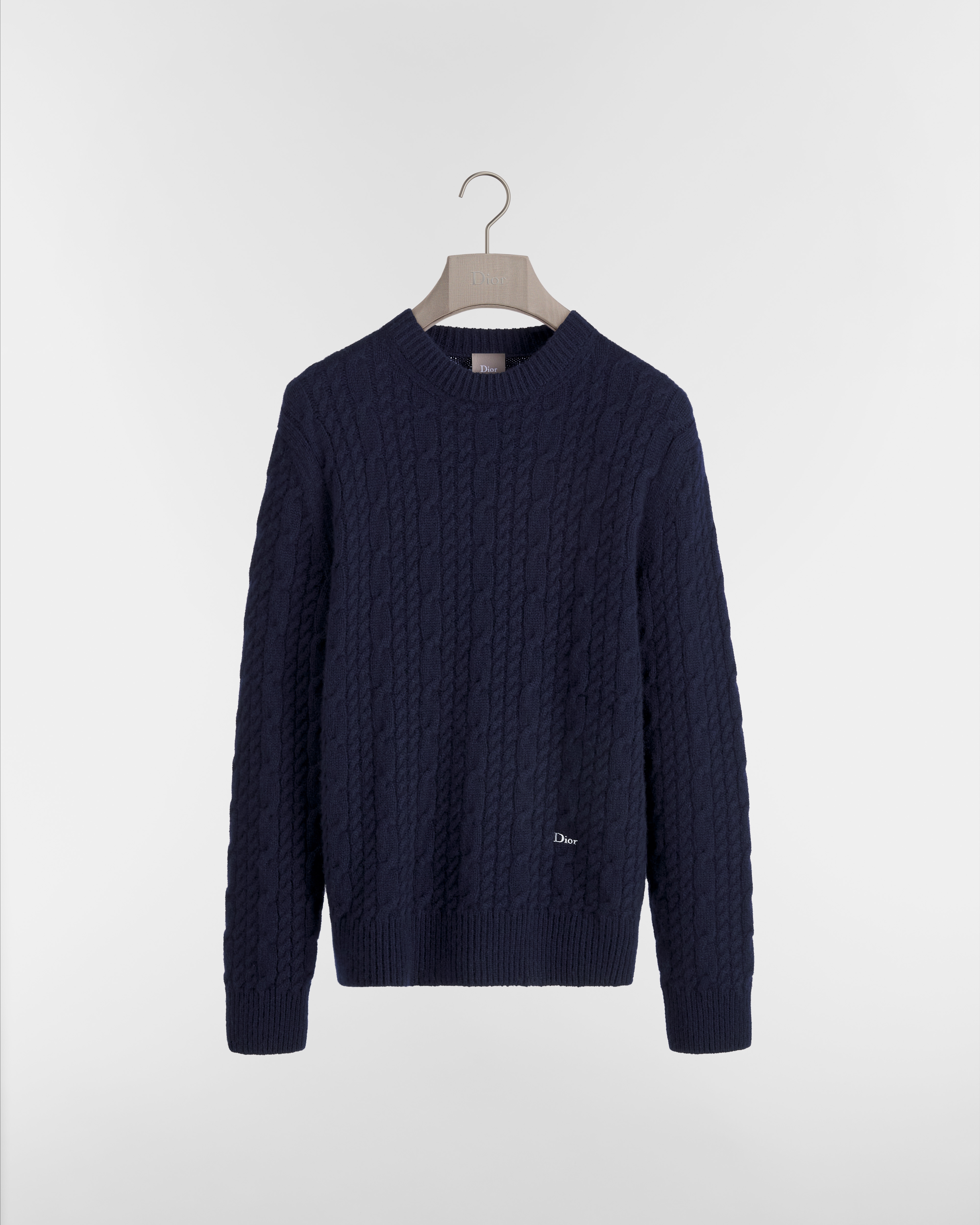 Pull à maille torsadée Maille de cachemire bleu marine E01