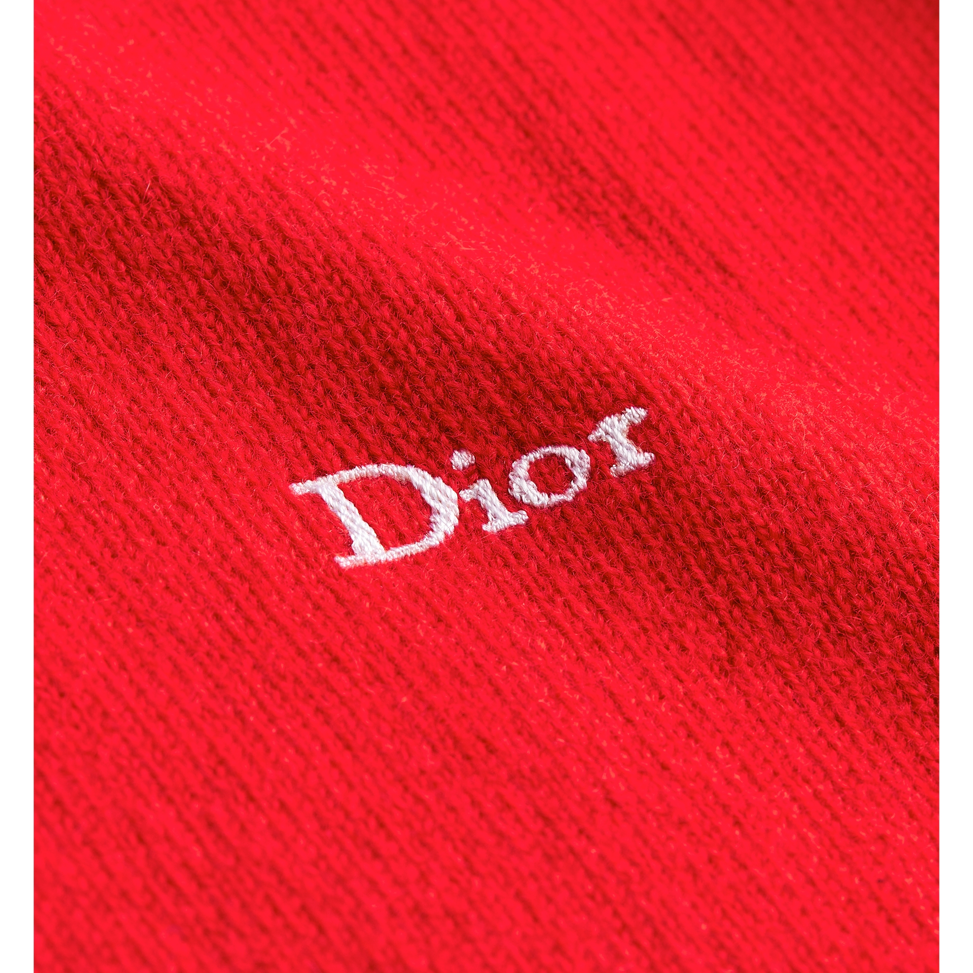 Sweater with Dior Embroidery Red Cashmere Jersey E09