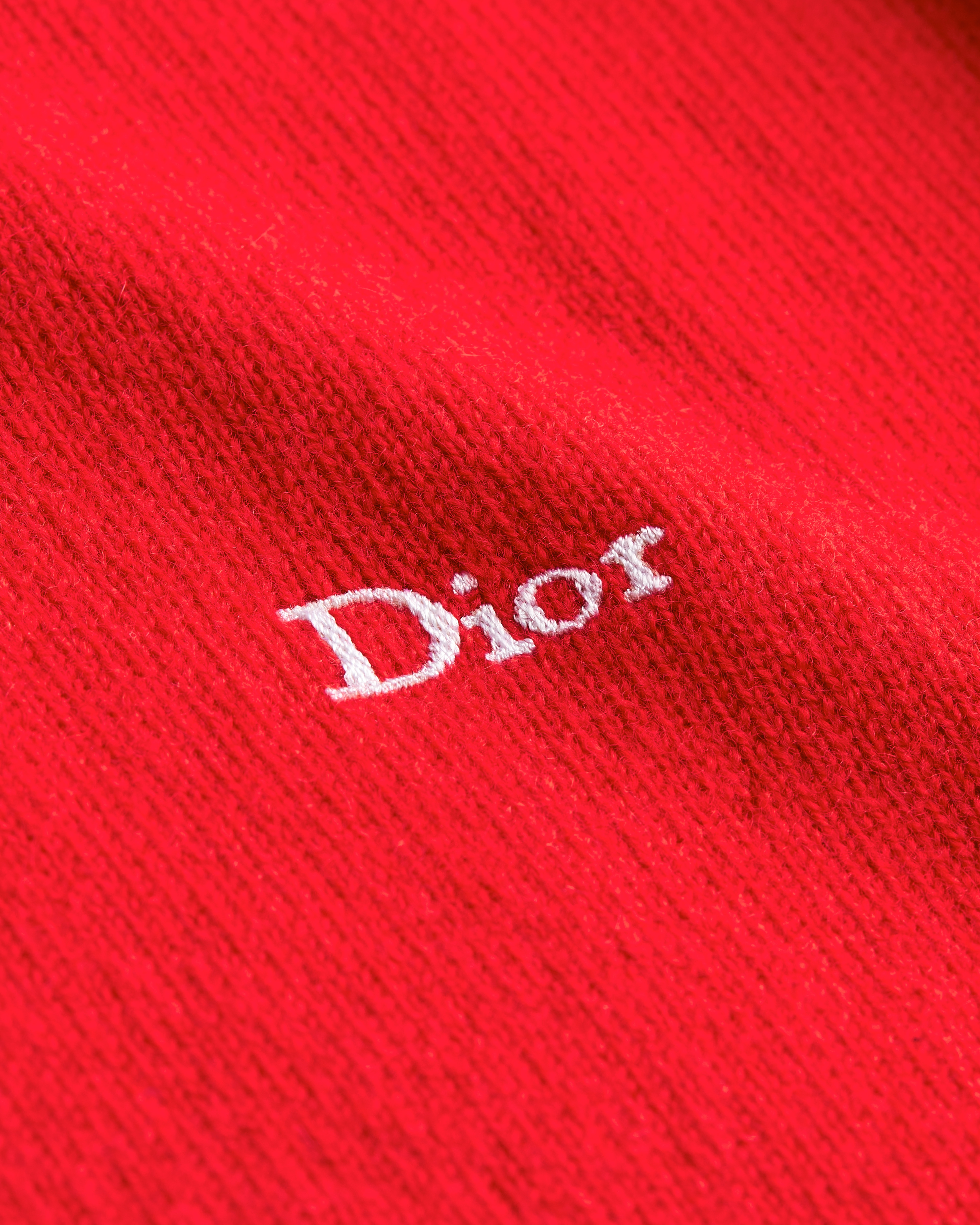 Sweater with Dior Embroidery Red Cashmere Jersey E09