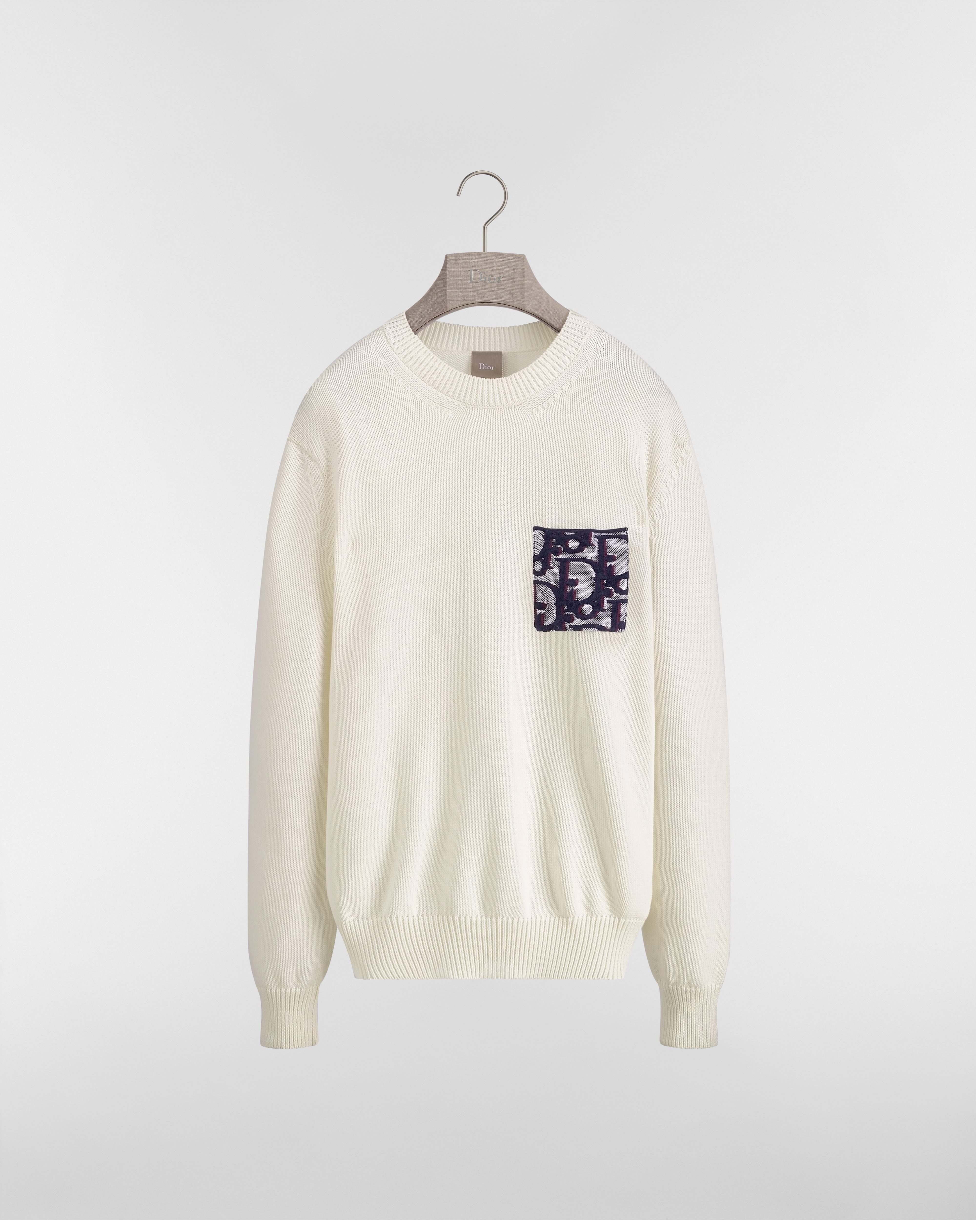 Dior Oblique Sweater, Regular Fit White Cotton Jersey E01