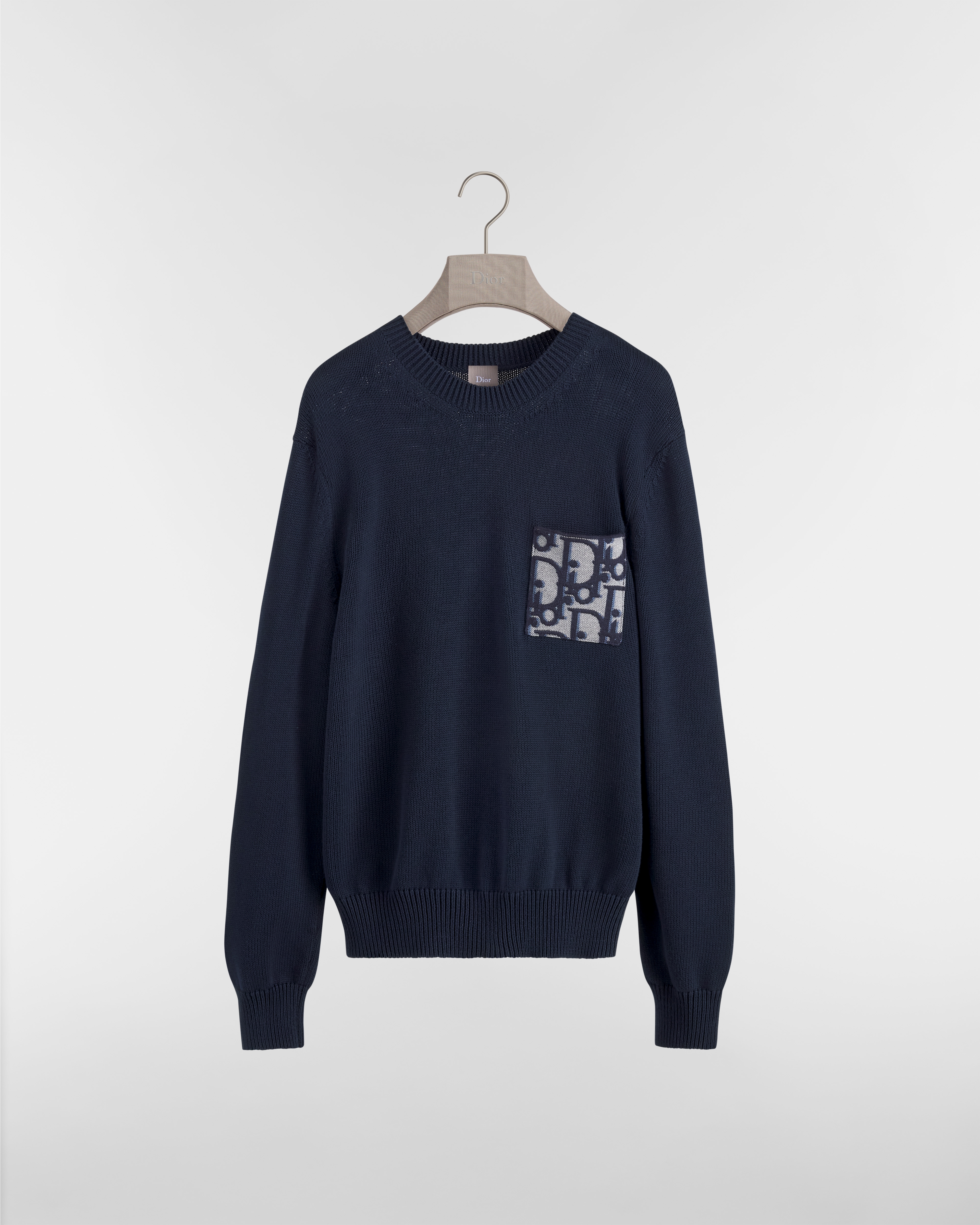 Dior Oblique Sweater Navy Blue Cotton Jersey E01