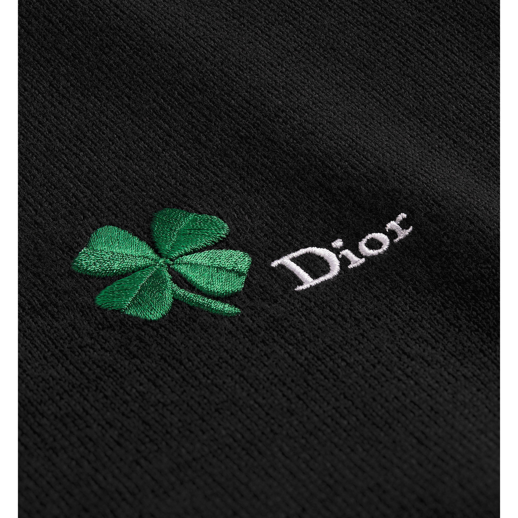 Sweater with Dior Clover Embroidery Black Virgin Wool Jersey E09