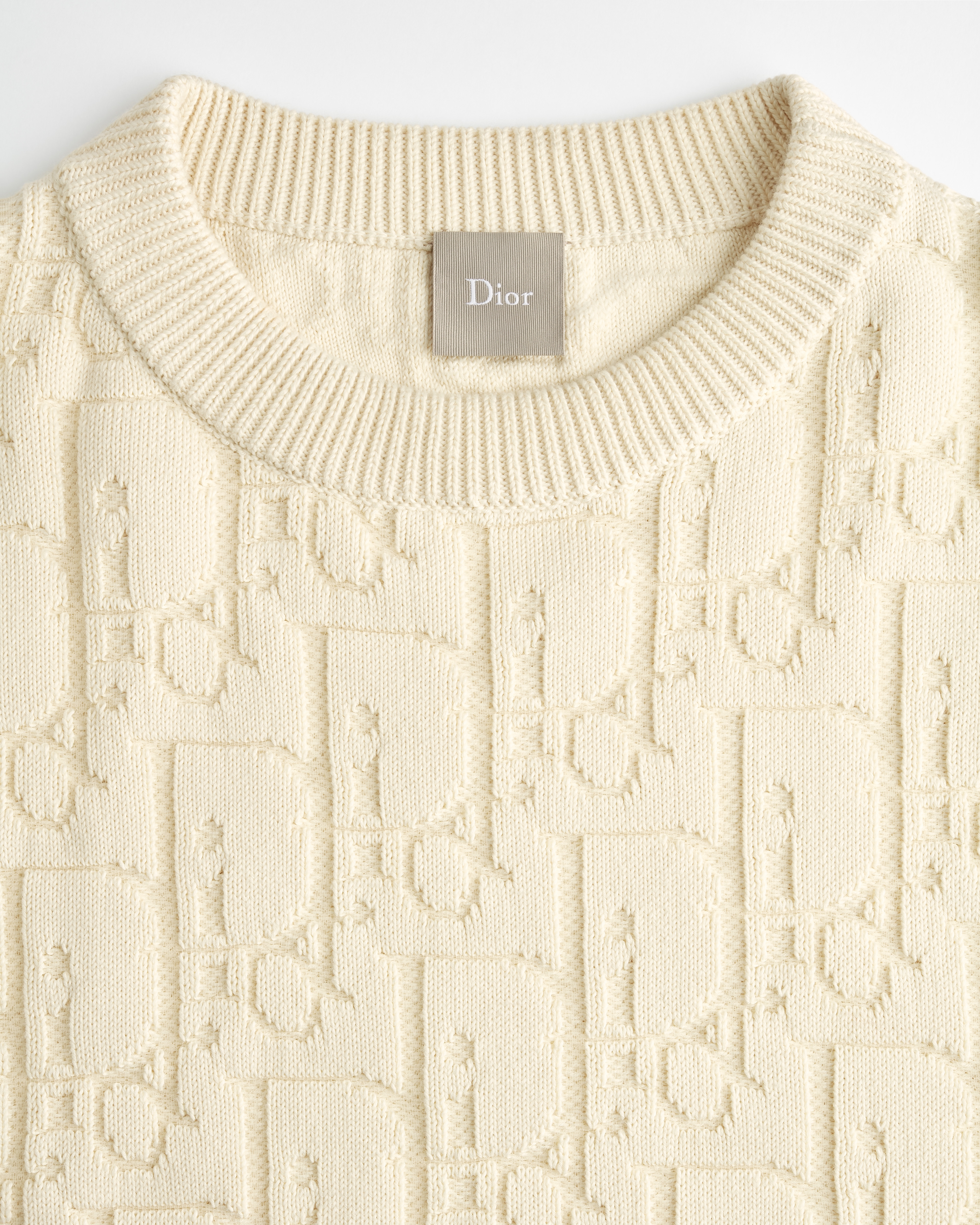 Dior Oblique Sweater Ecru Cotton-Blend Jersey E09