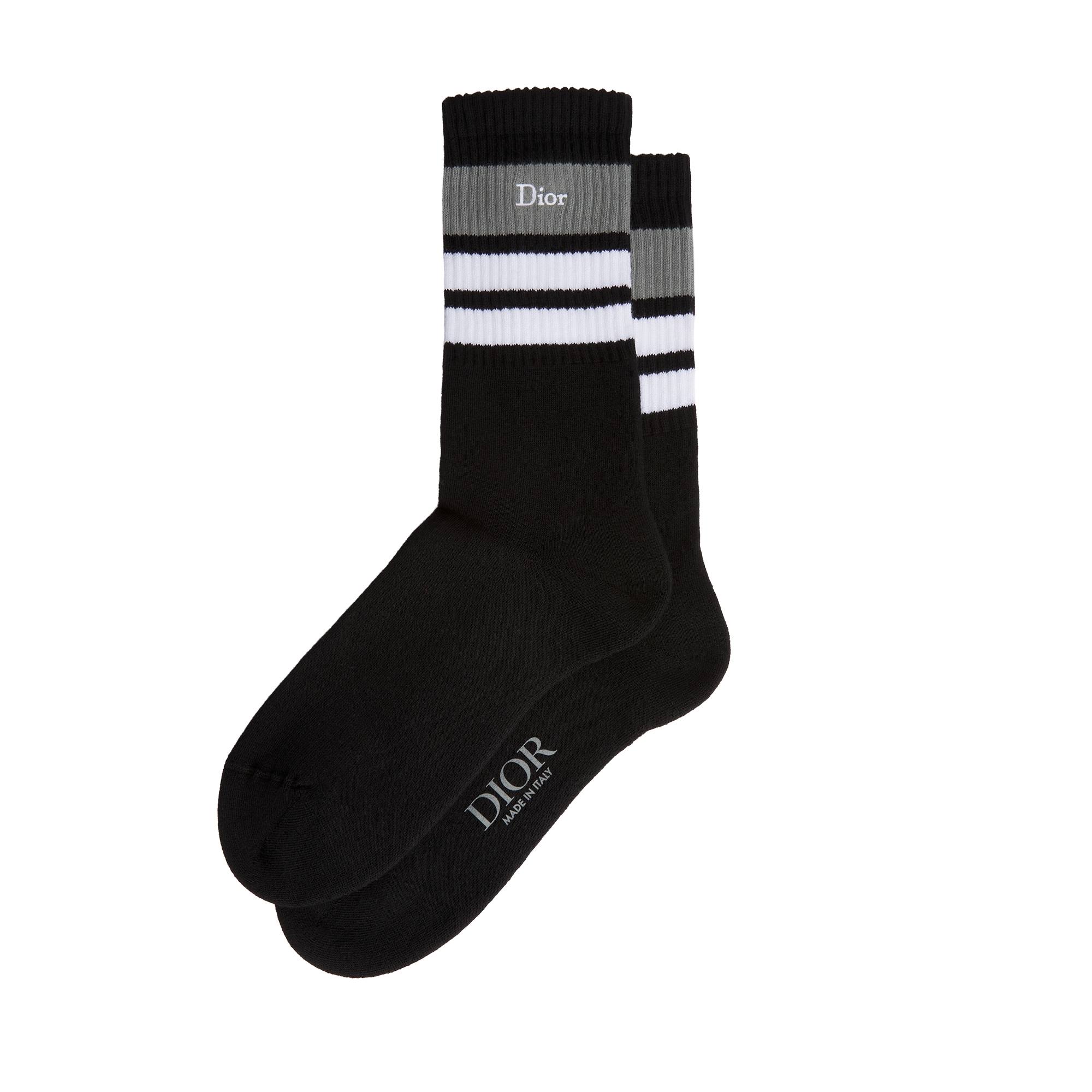 Dior Socks Black Three-Tone Cotton Blend E01