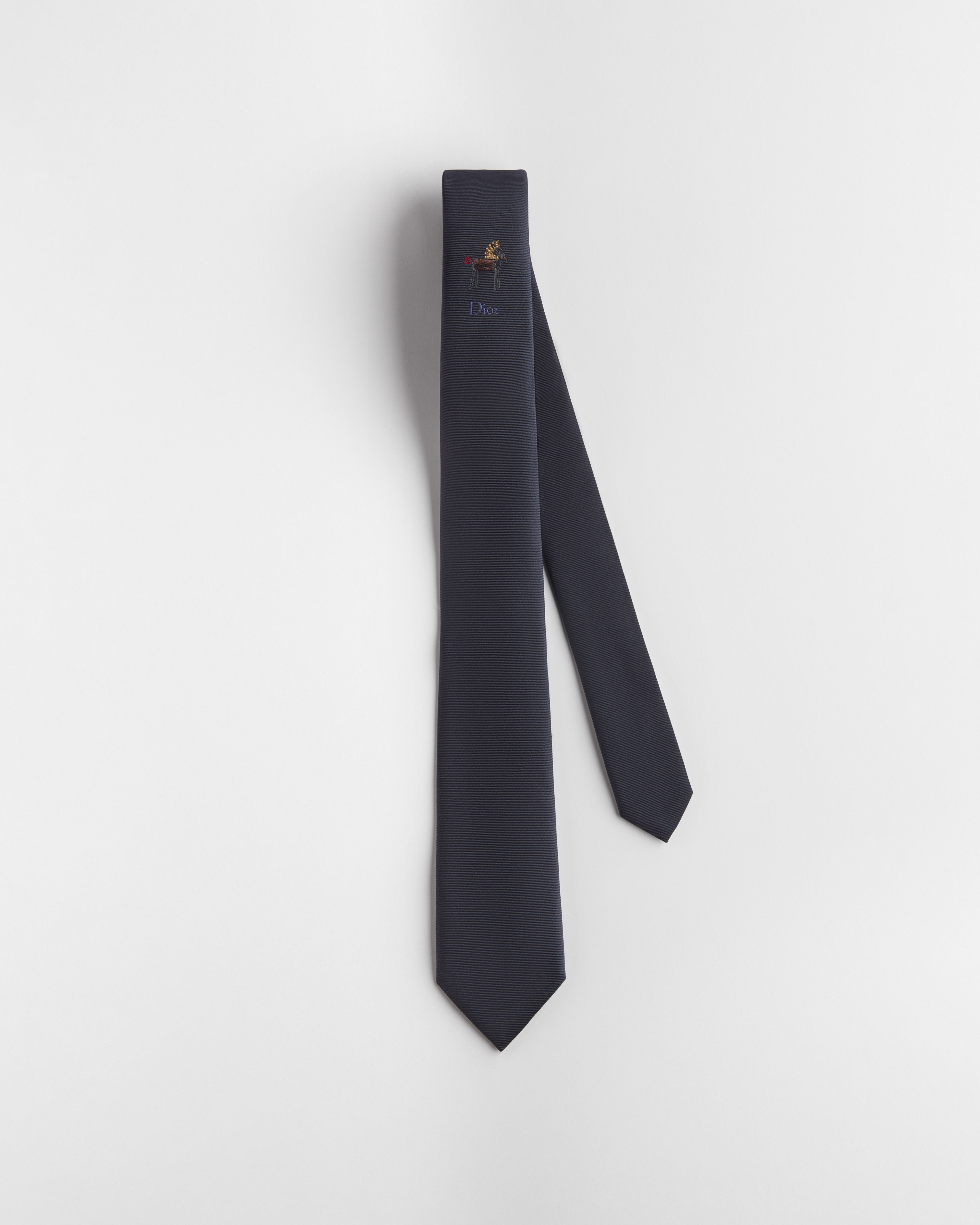 Dior Couture Charms Tie Navy Blue Silk E01