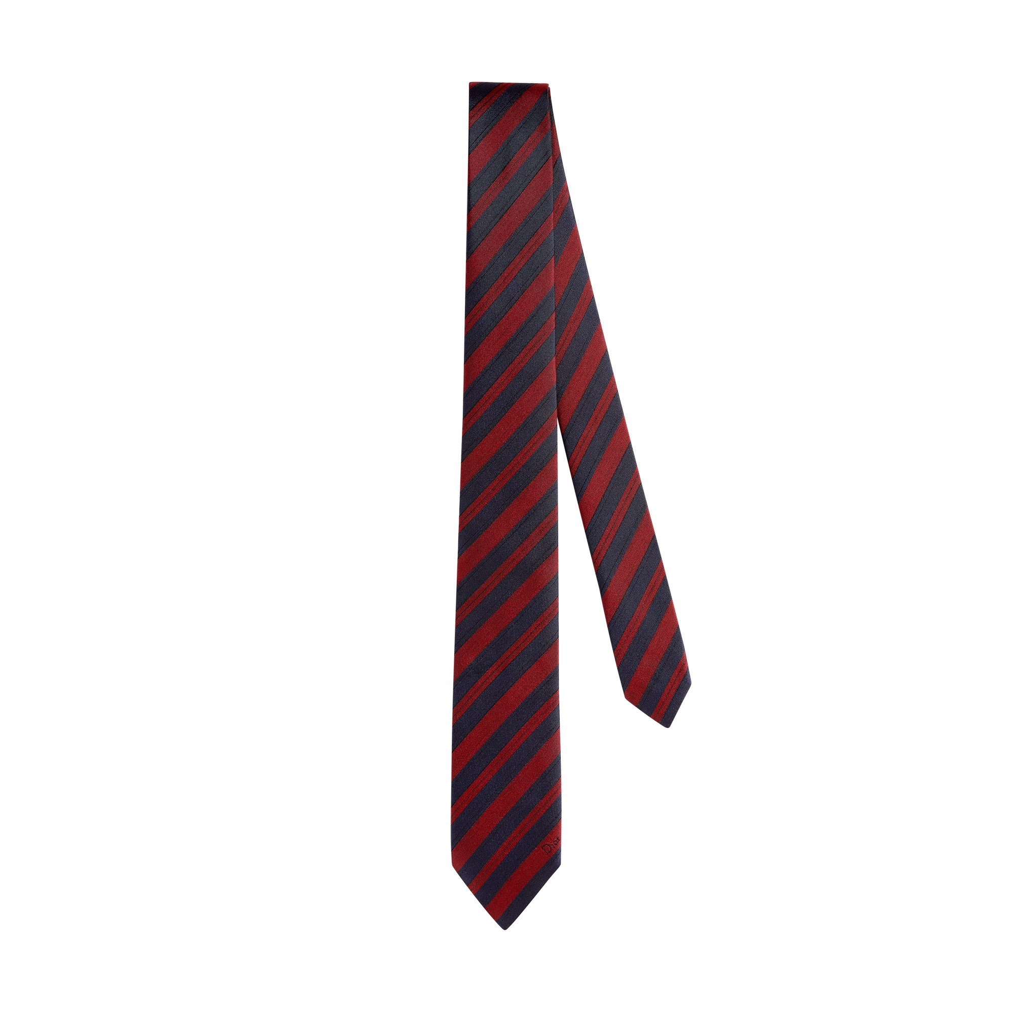 Striped Tie Navy Blue and Red Silk E01