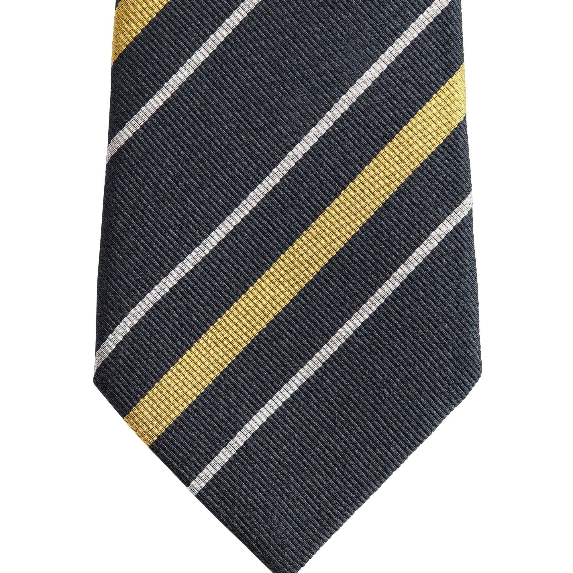 Striped Dior Tie Navy Blue, Yellow and Light Gray Silk E09