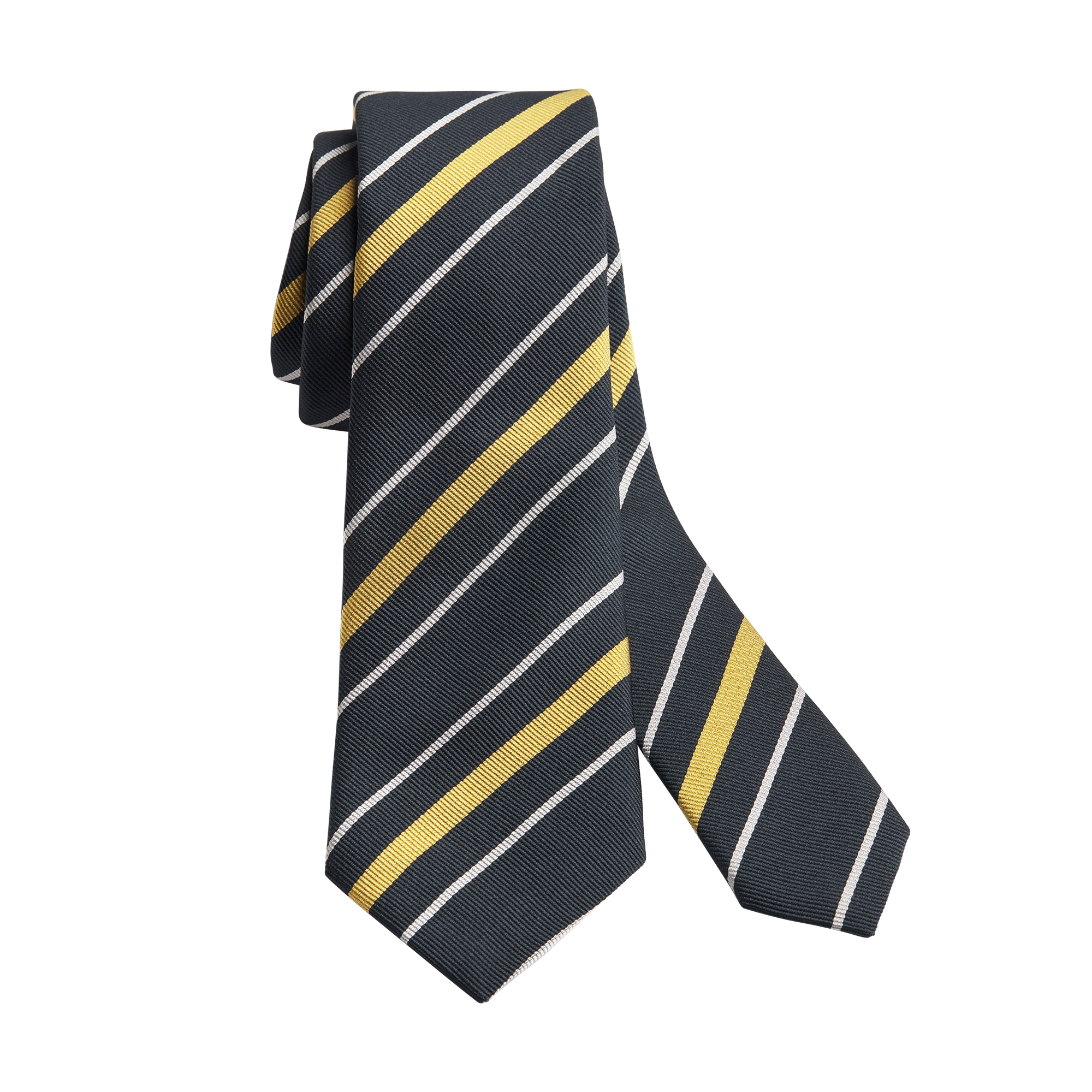 Striped Dior Tie Navy Blue, Yellow and Light Gray Silk E10